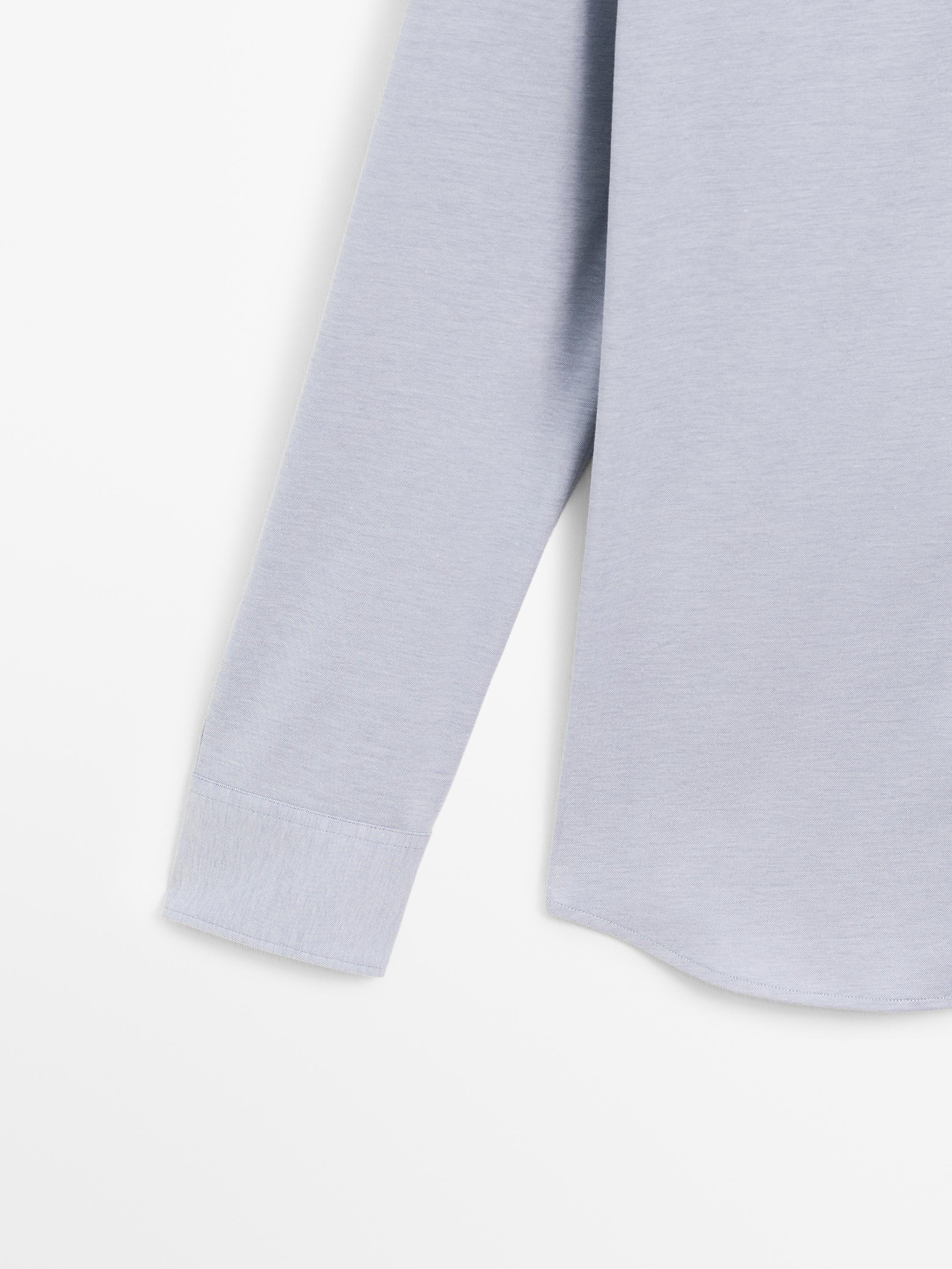 Melert skjorte i bomullsblanding – slim-fit