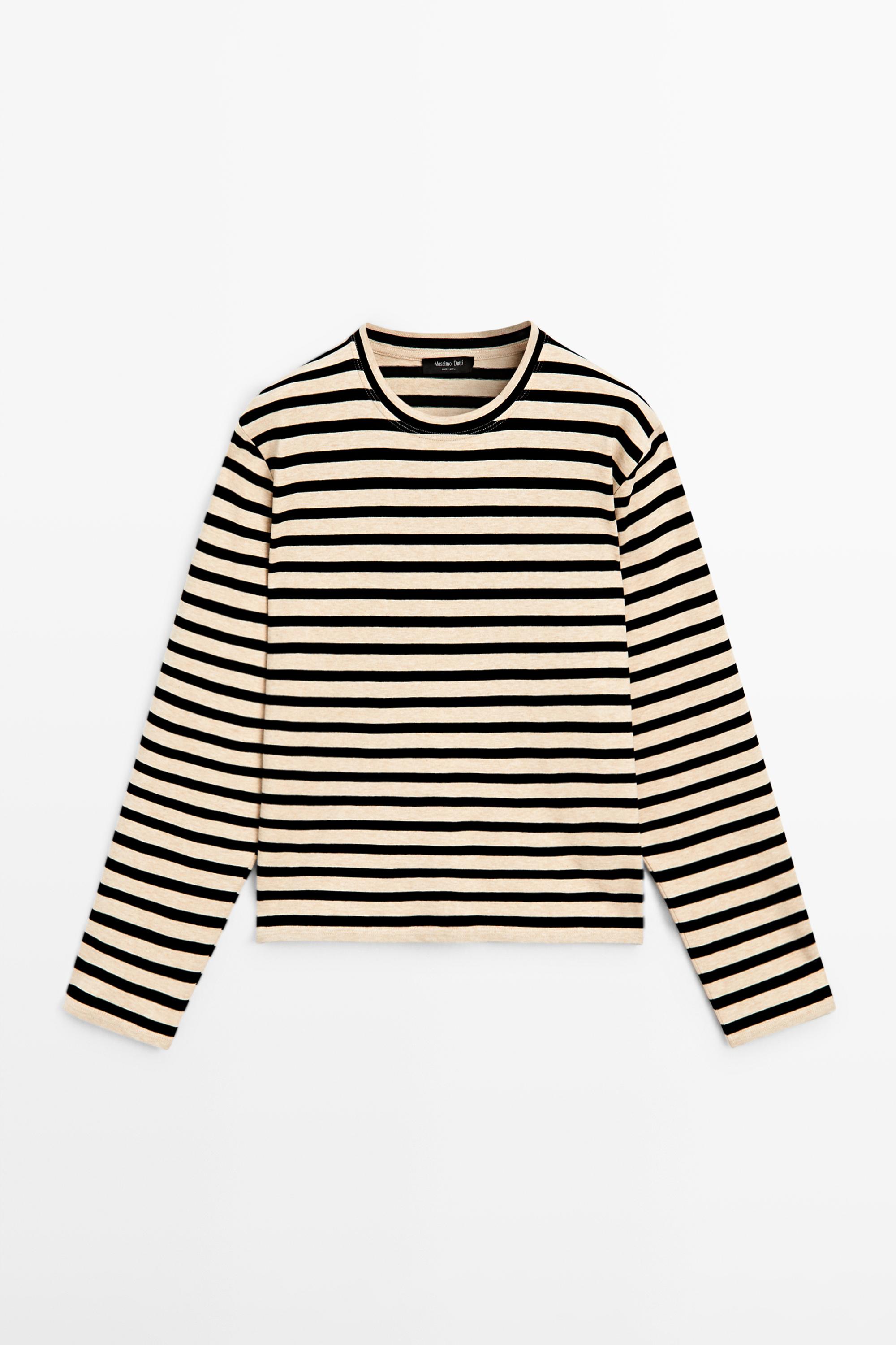 Maglietta oversize a righe in misto cotone