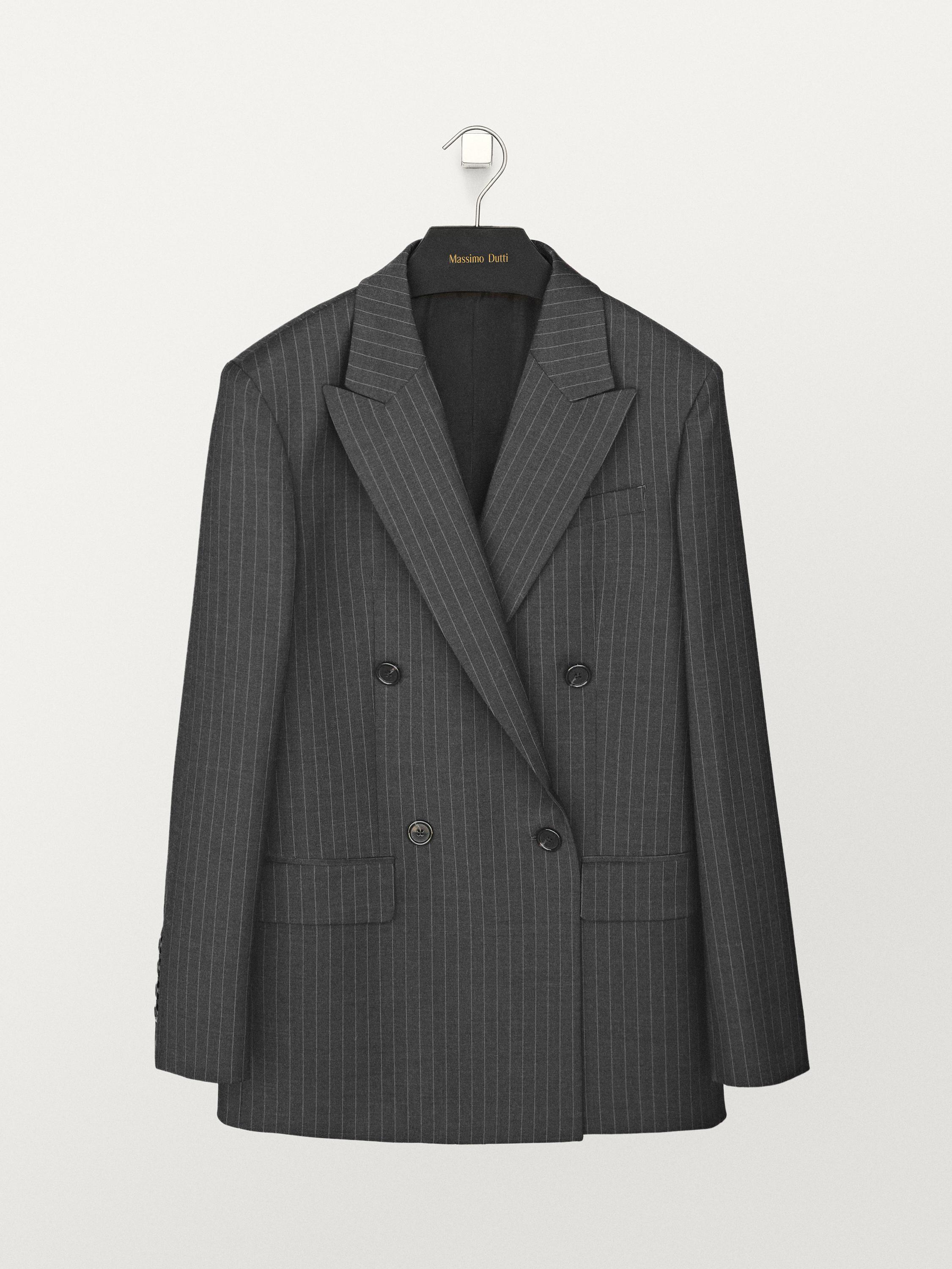 Double-breasted pinstripe blazer