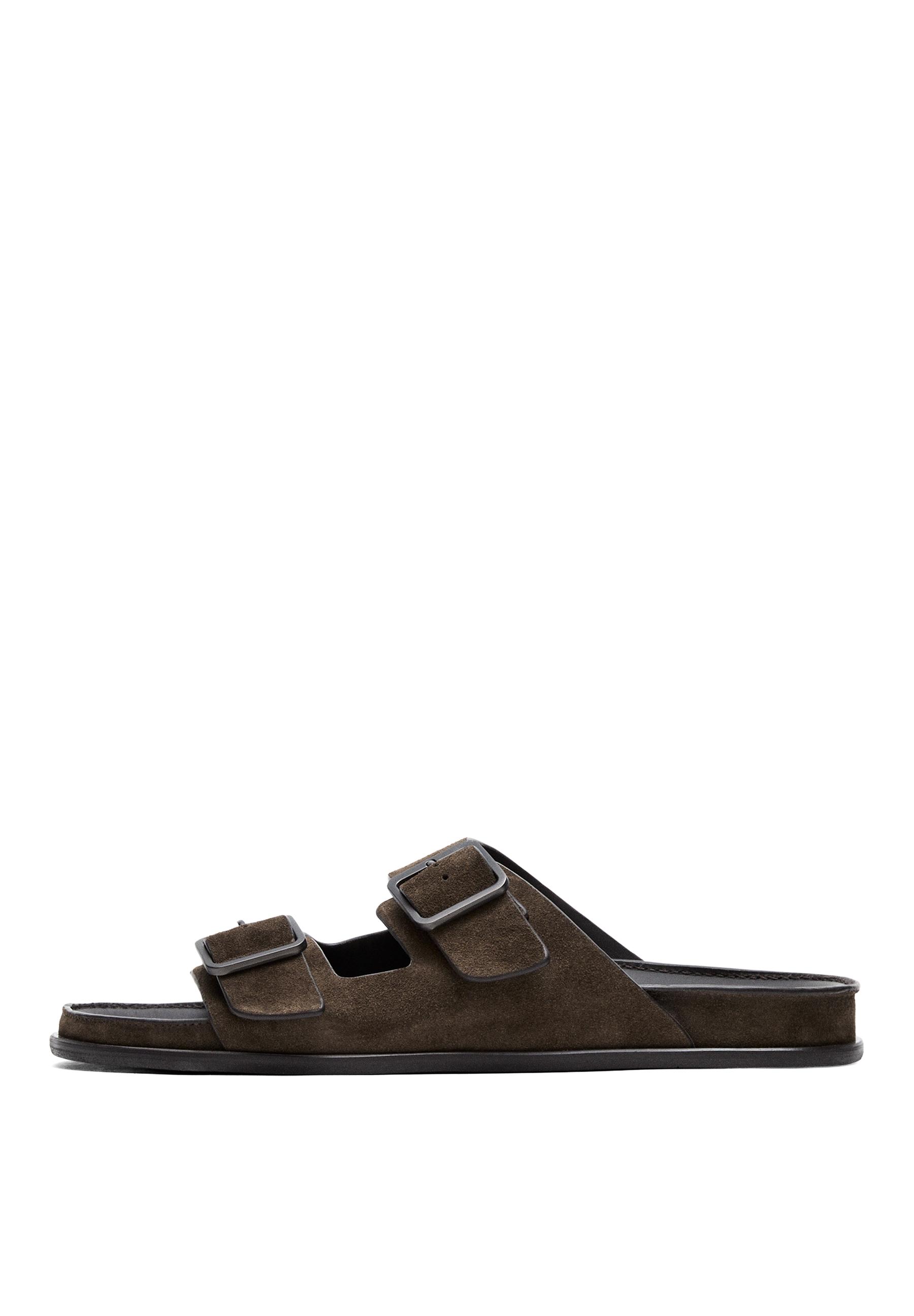 Buckled split leather sandals — OCHRE