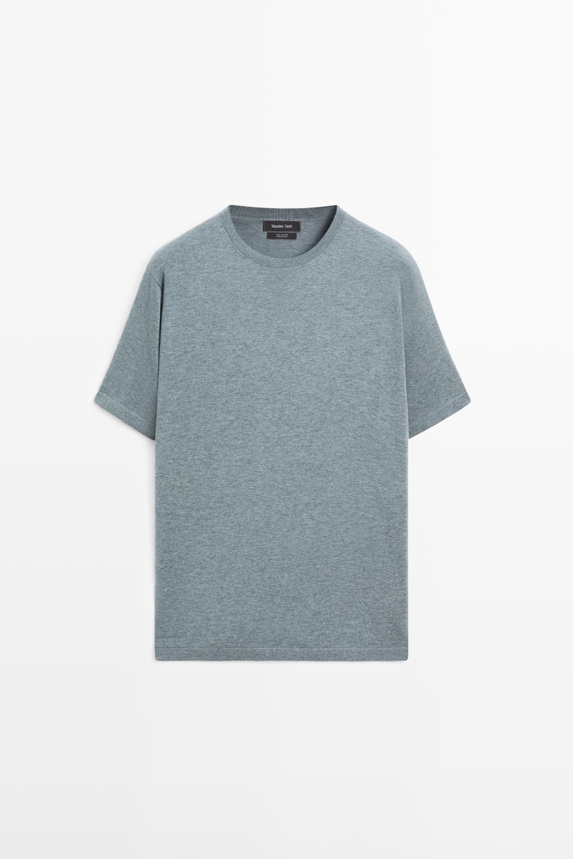 100% cotton short sleeve knit sweater — Blue