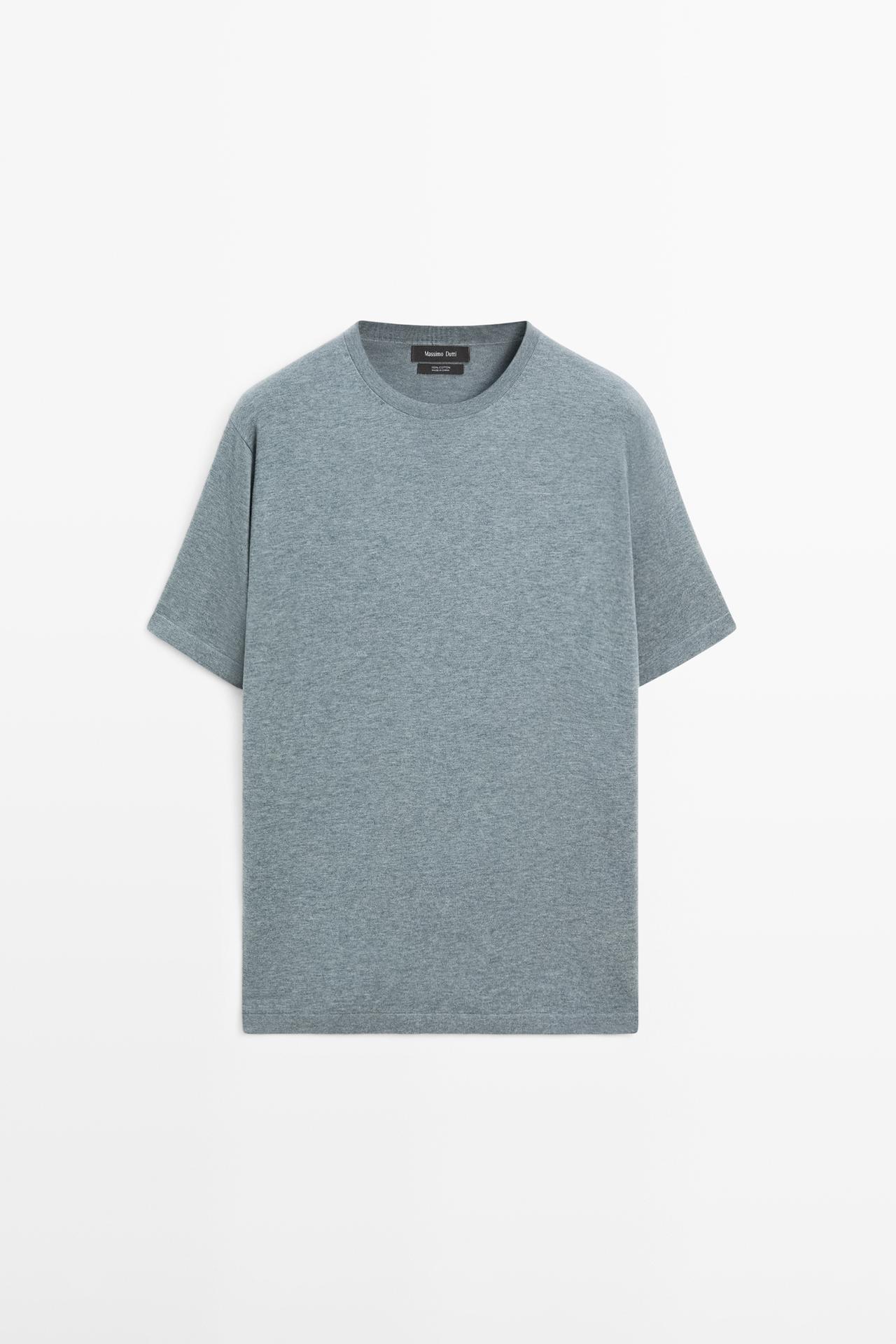 Massimo Dutti - Herre - T-Shirt I 100 % Bomuld - Blå - S