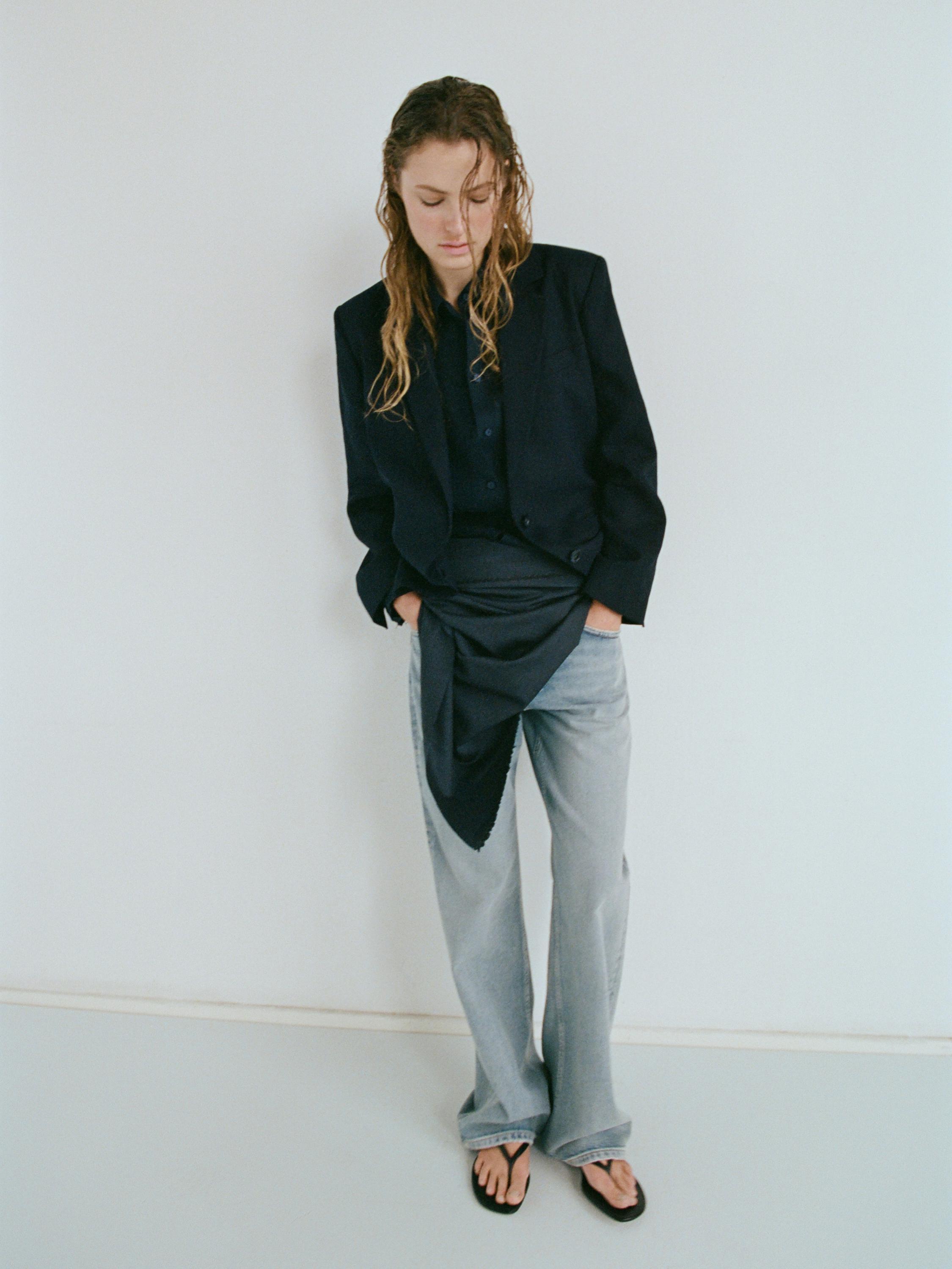 100% linen suit blazer — NAVY BLUE