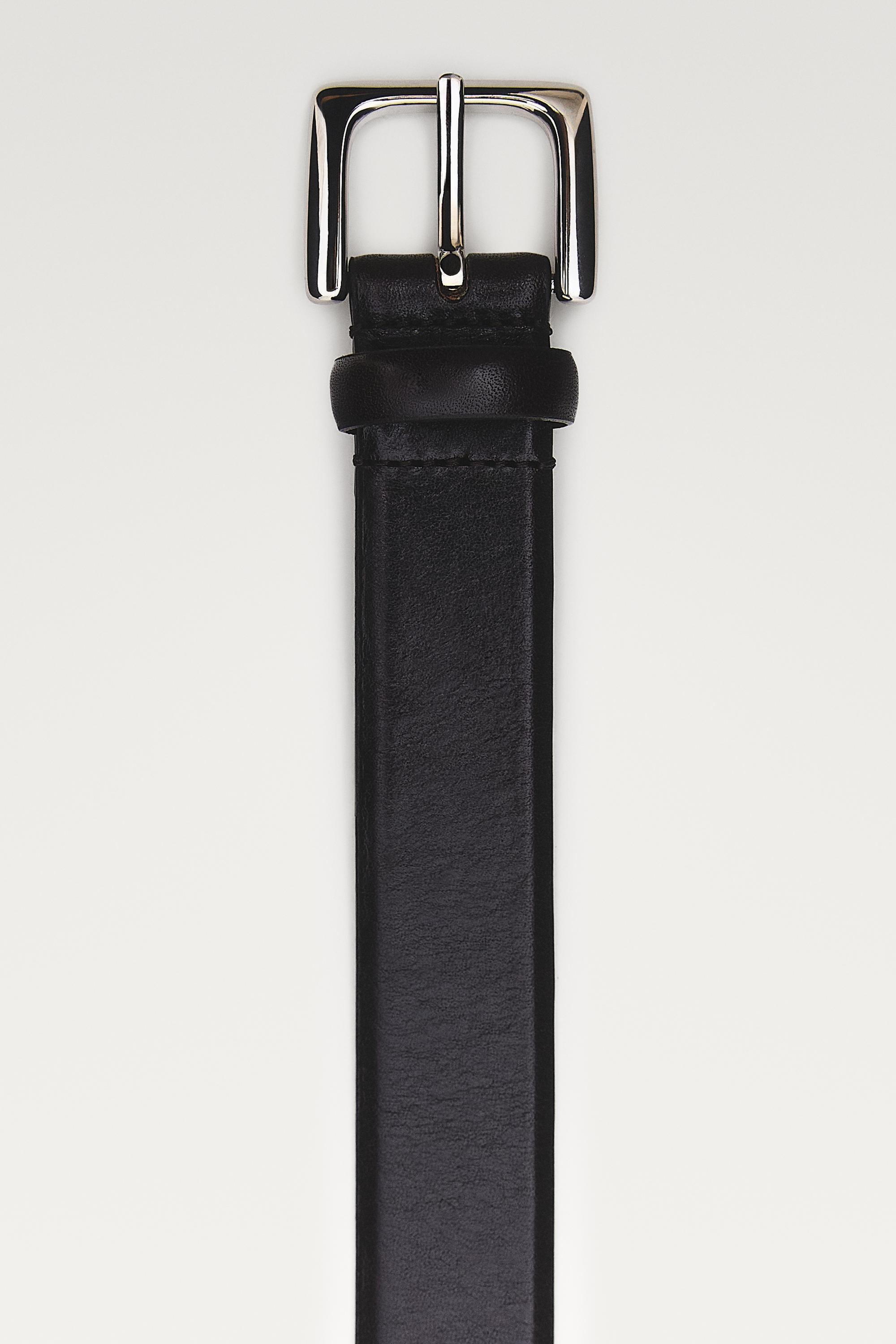 Nappa leather belt with square buckle — BROWN