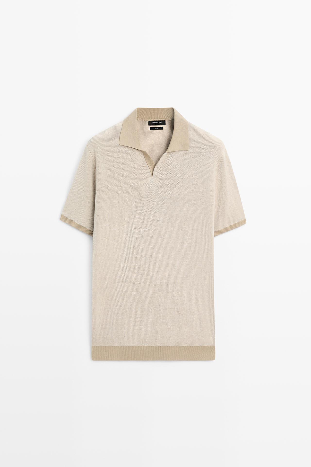 100% Cotton knit polo sweater — CREAM