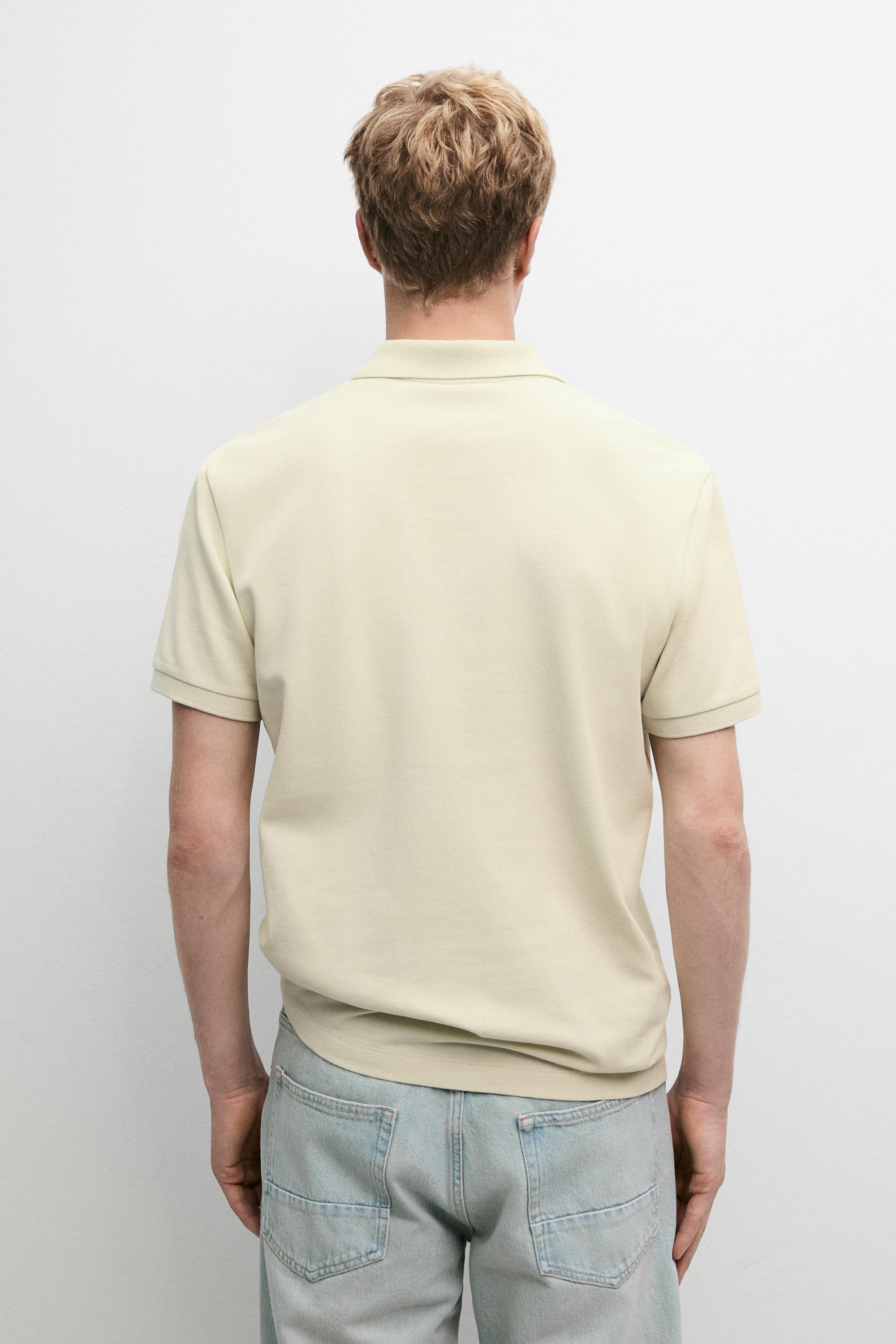 Micro-textured cotton piqué polo shirt — Green