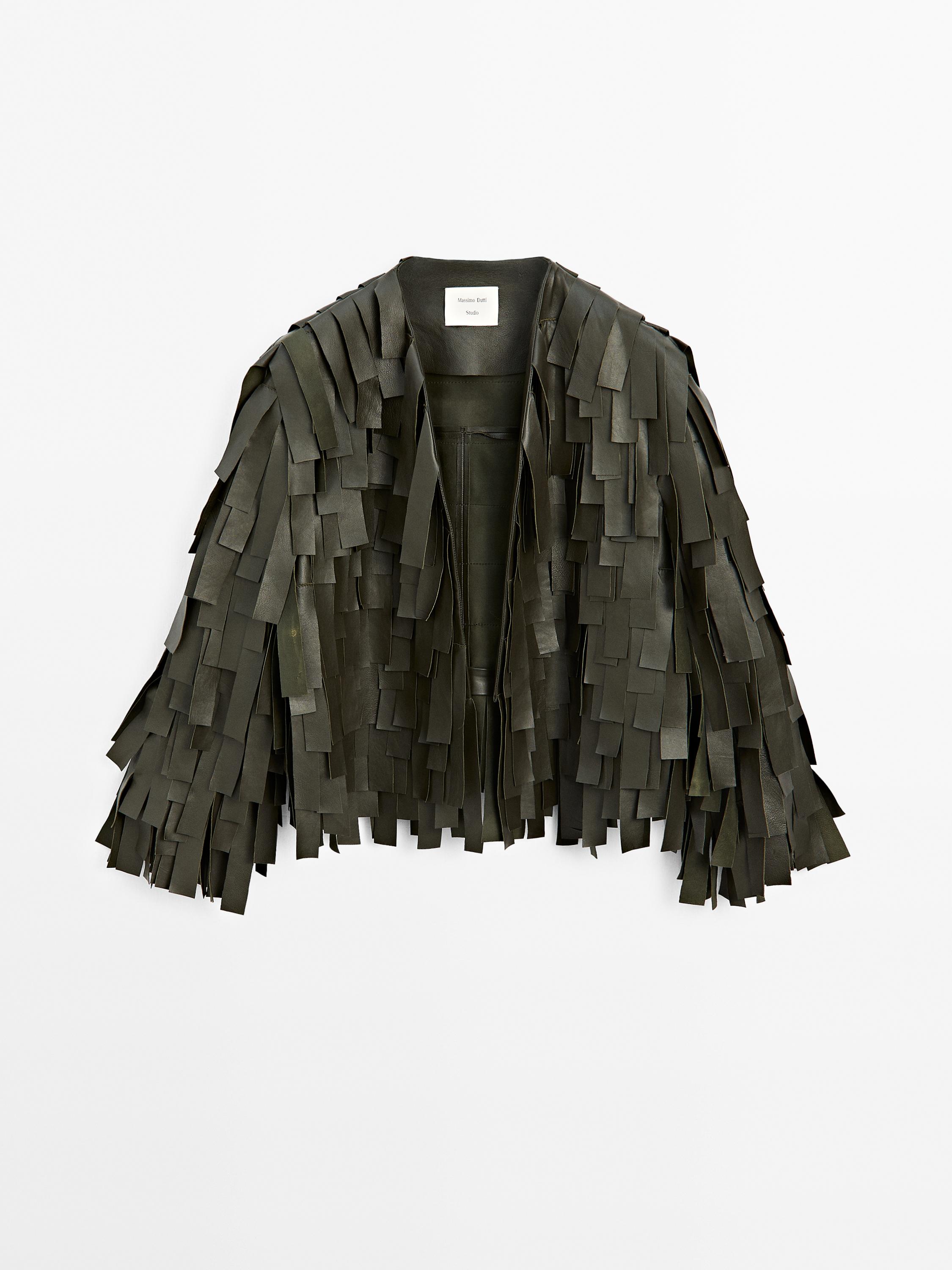 Veste à franges en cuir nappa - STUDIO
