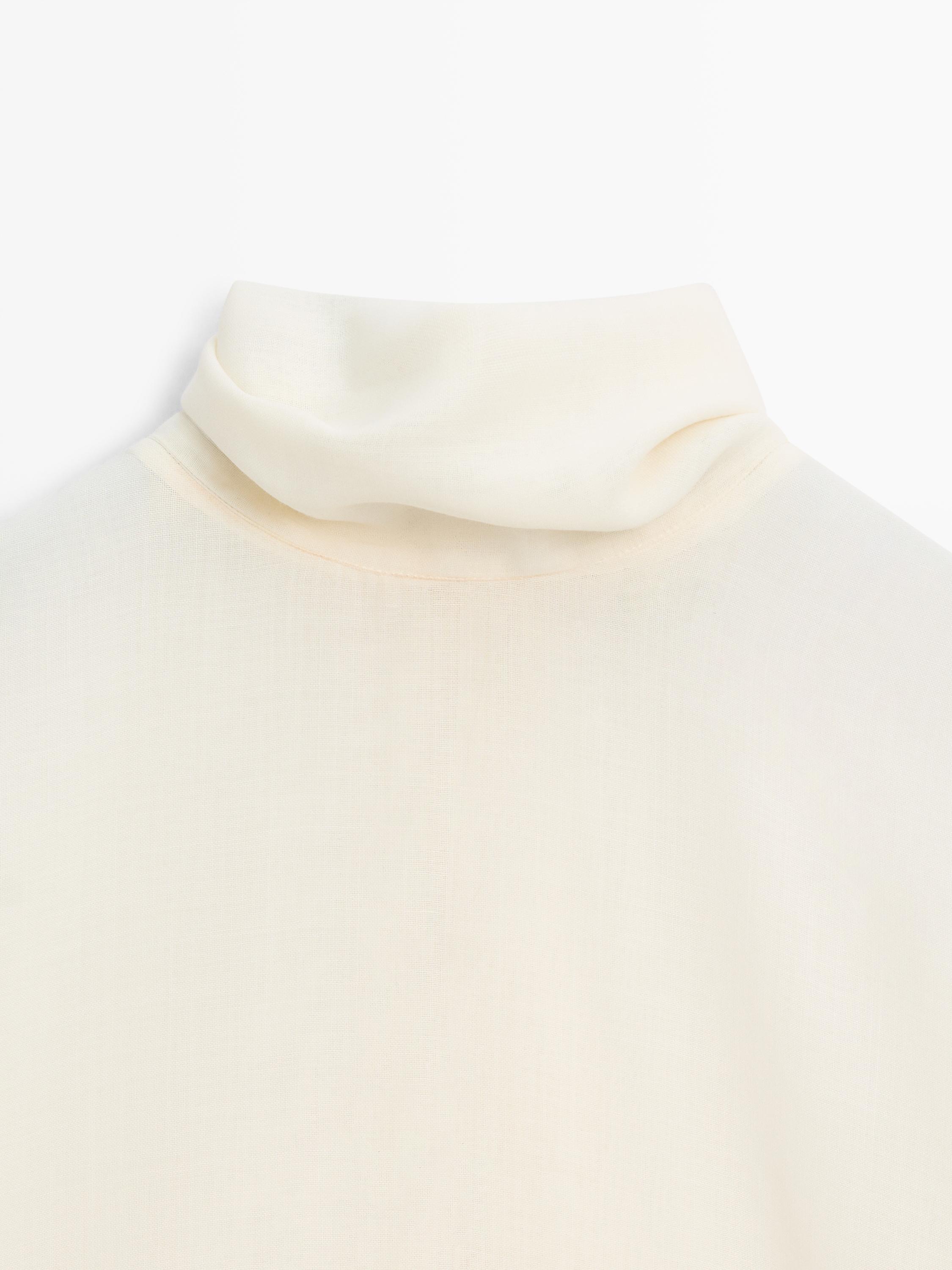 Flowing blouse with tie detail - STUDIO — CREAM
