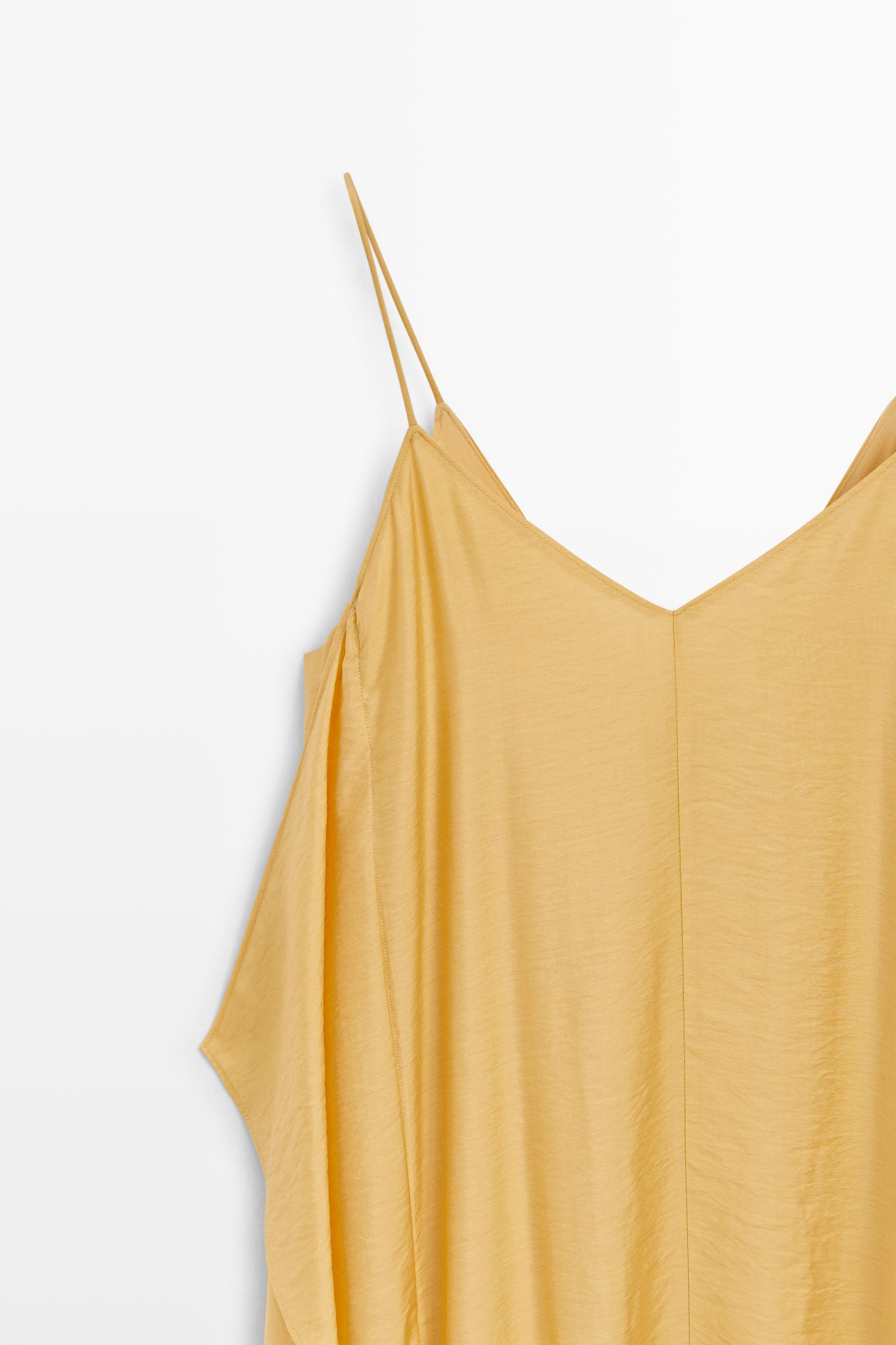 Flowing lingerie dress with ruffle detail — Yellow