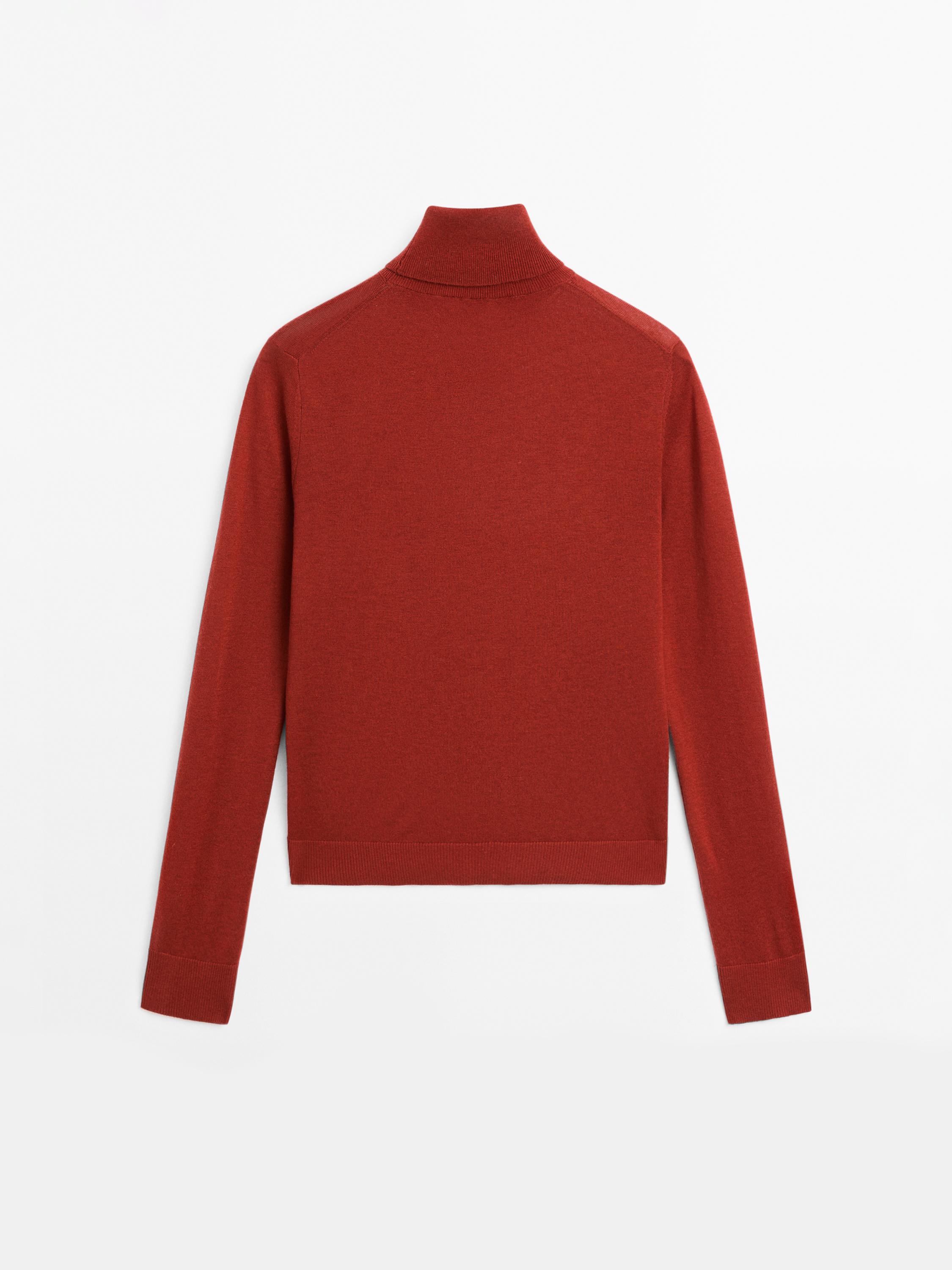 High neck wool blend sweater