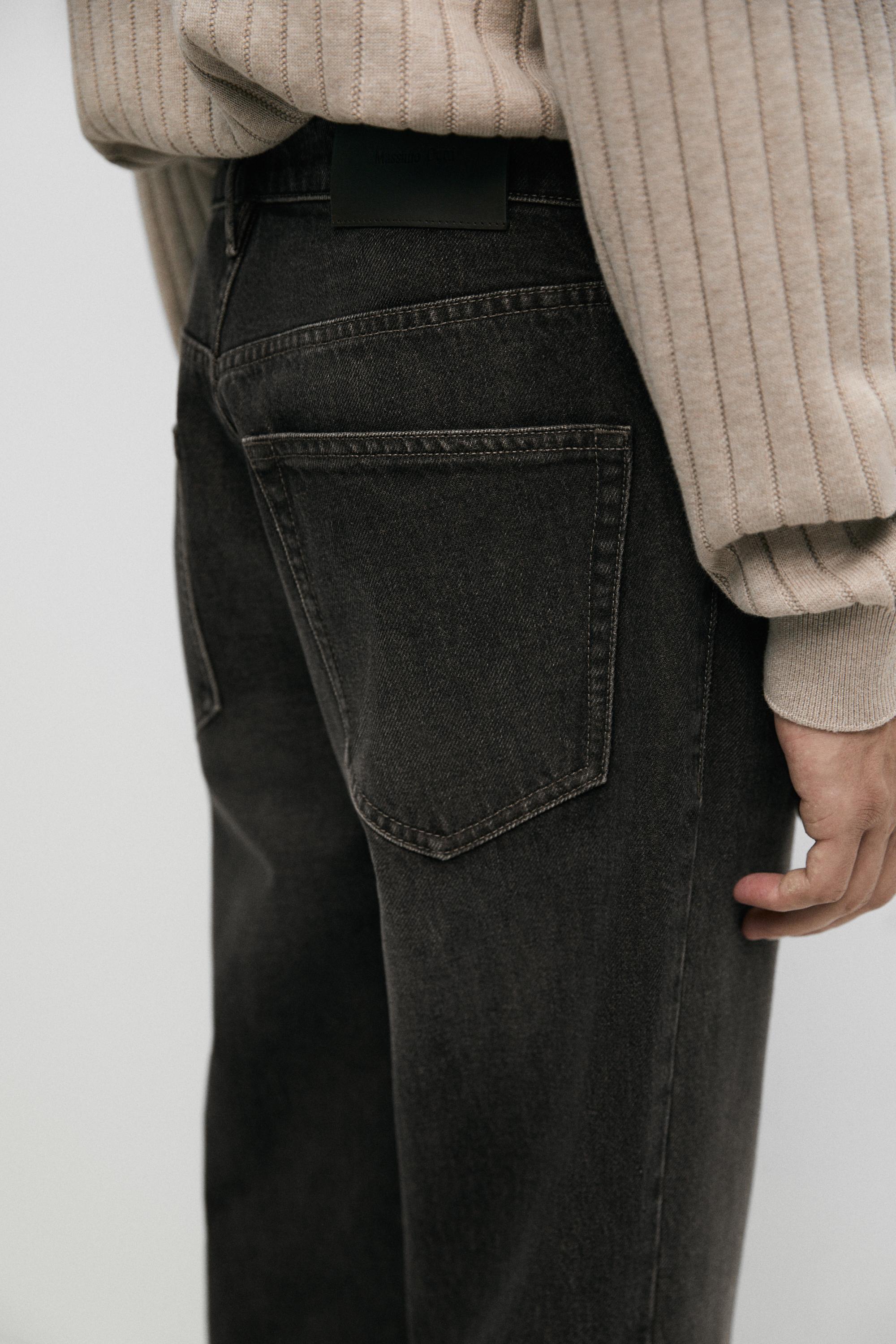 Stonewashed tapered-fit jeans — GREY