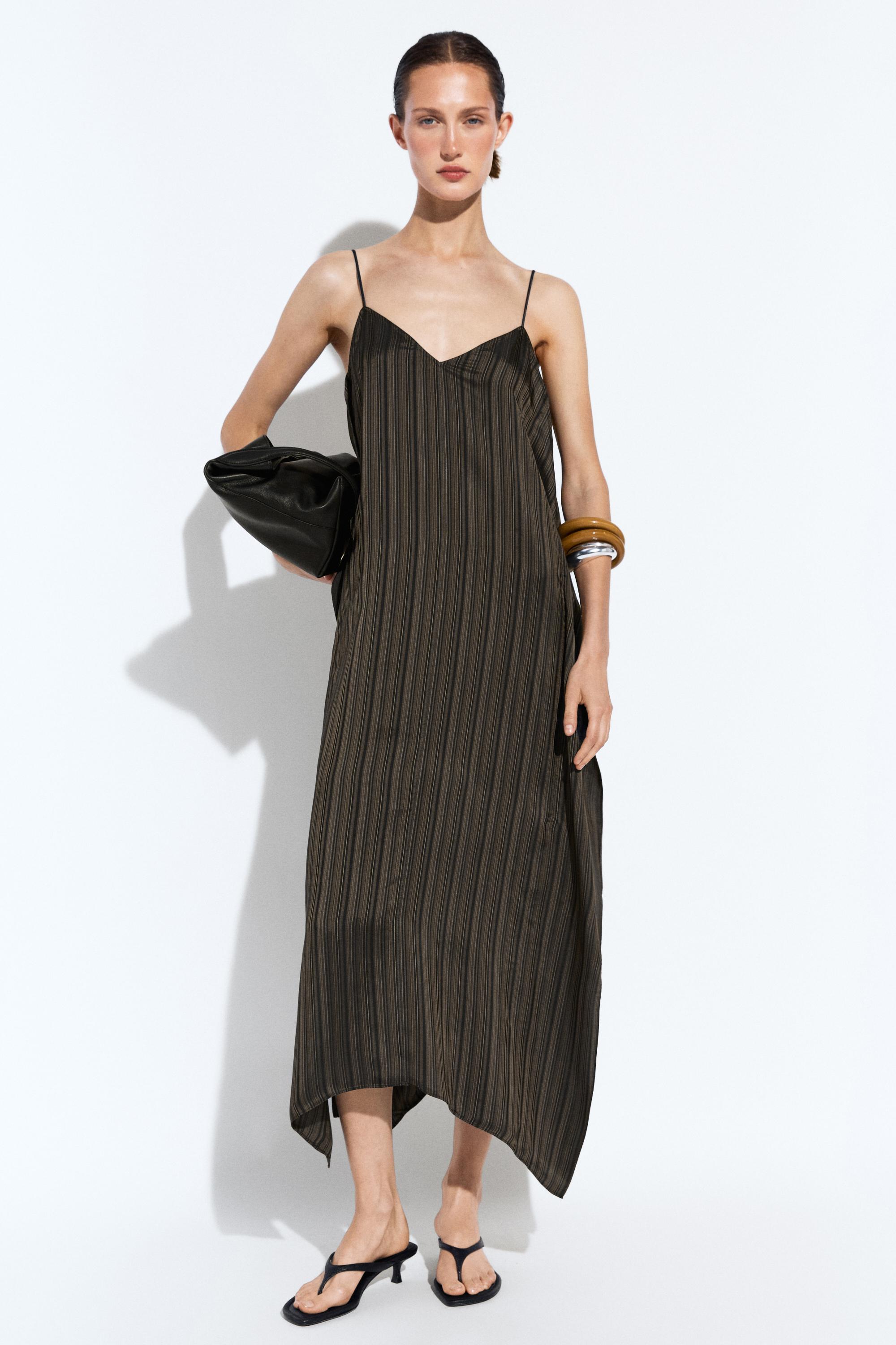 Asymmetrical flowing midi dress — DARK GREY
