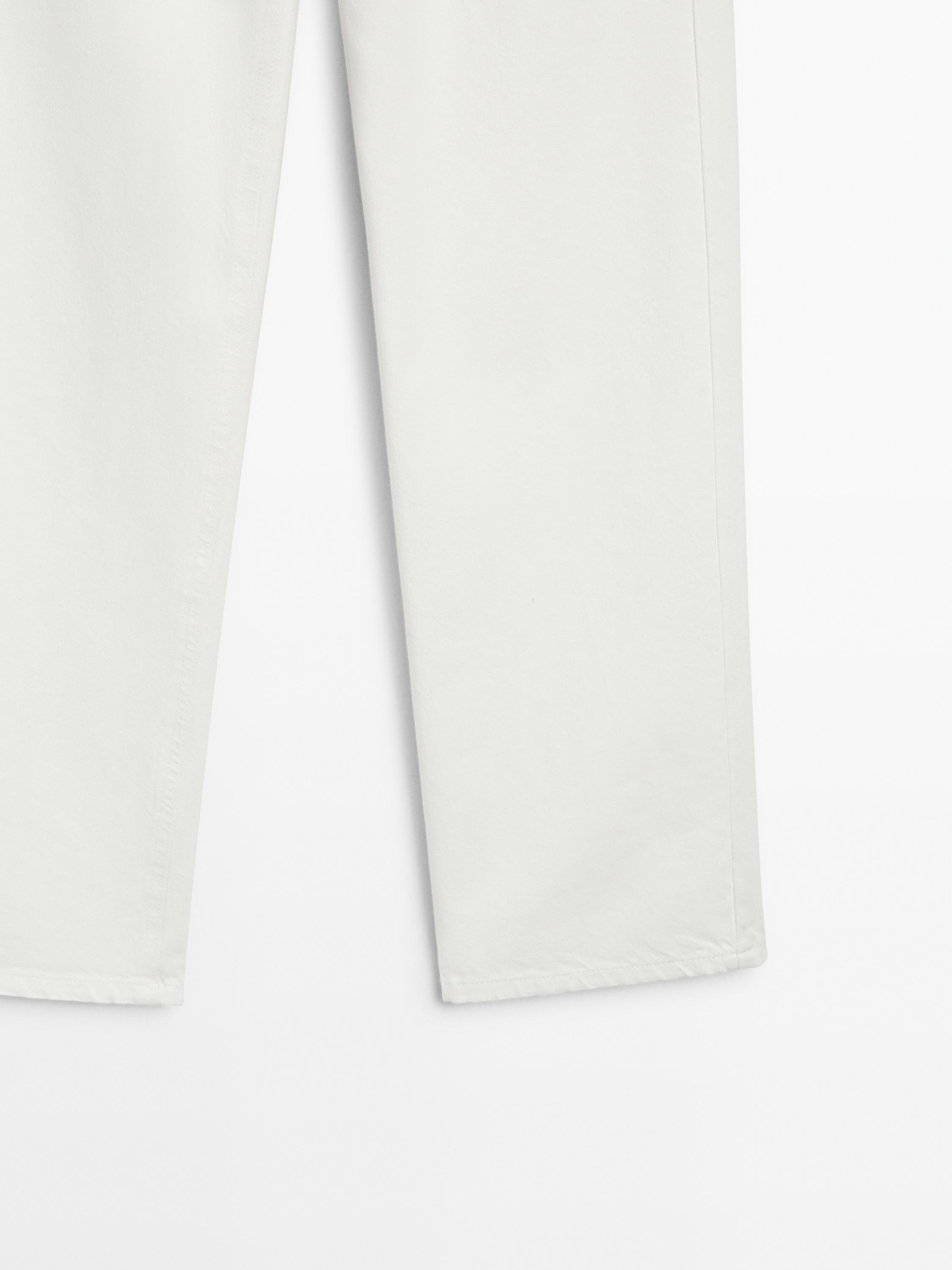 Cotton blend high-waist straight-leg jeans