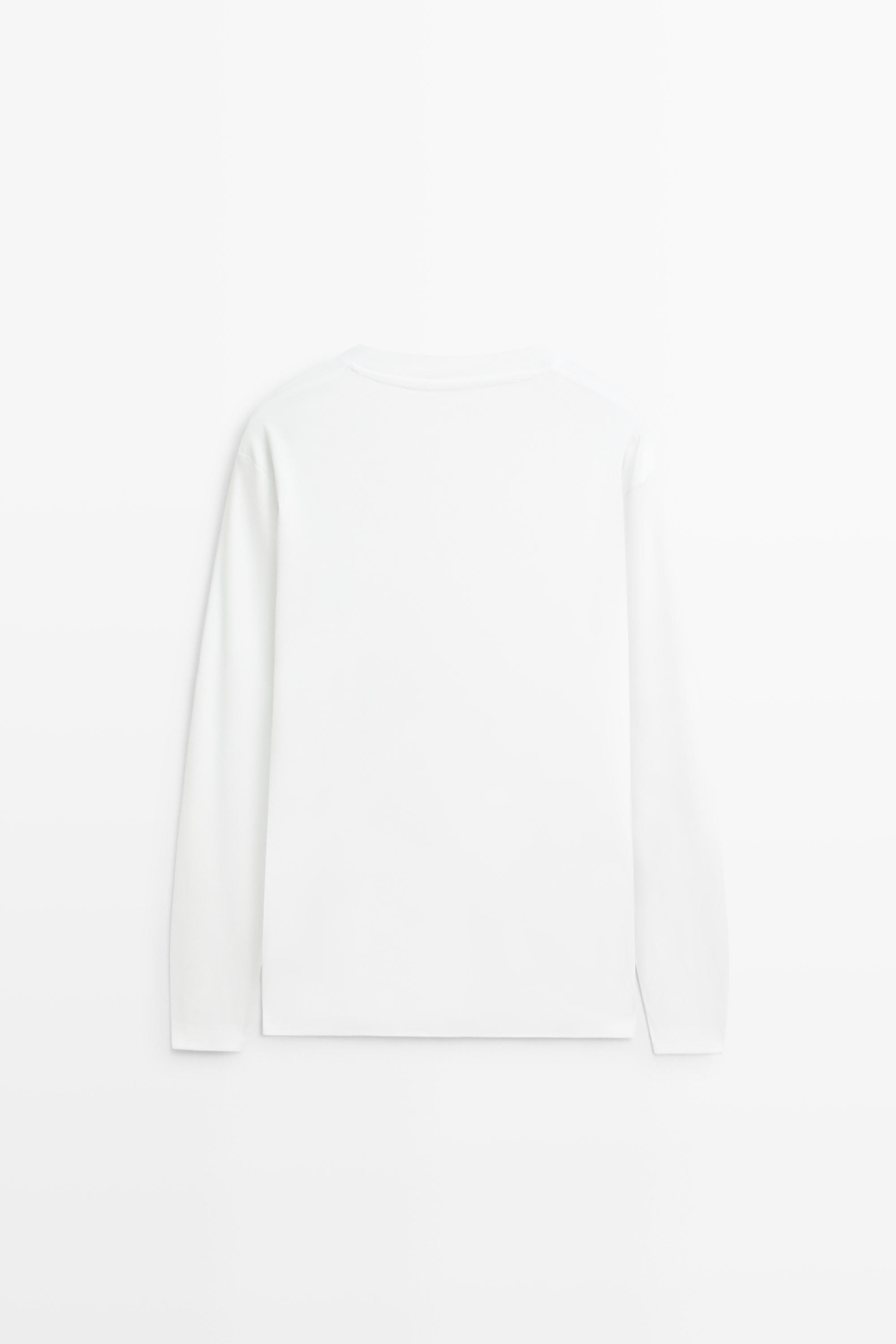 100% cotton long sleeve T-shirt — WHITE