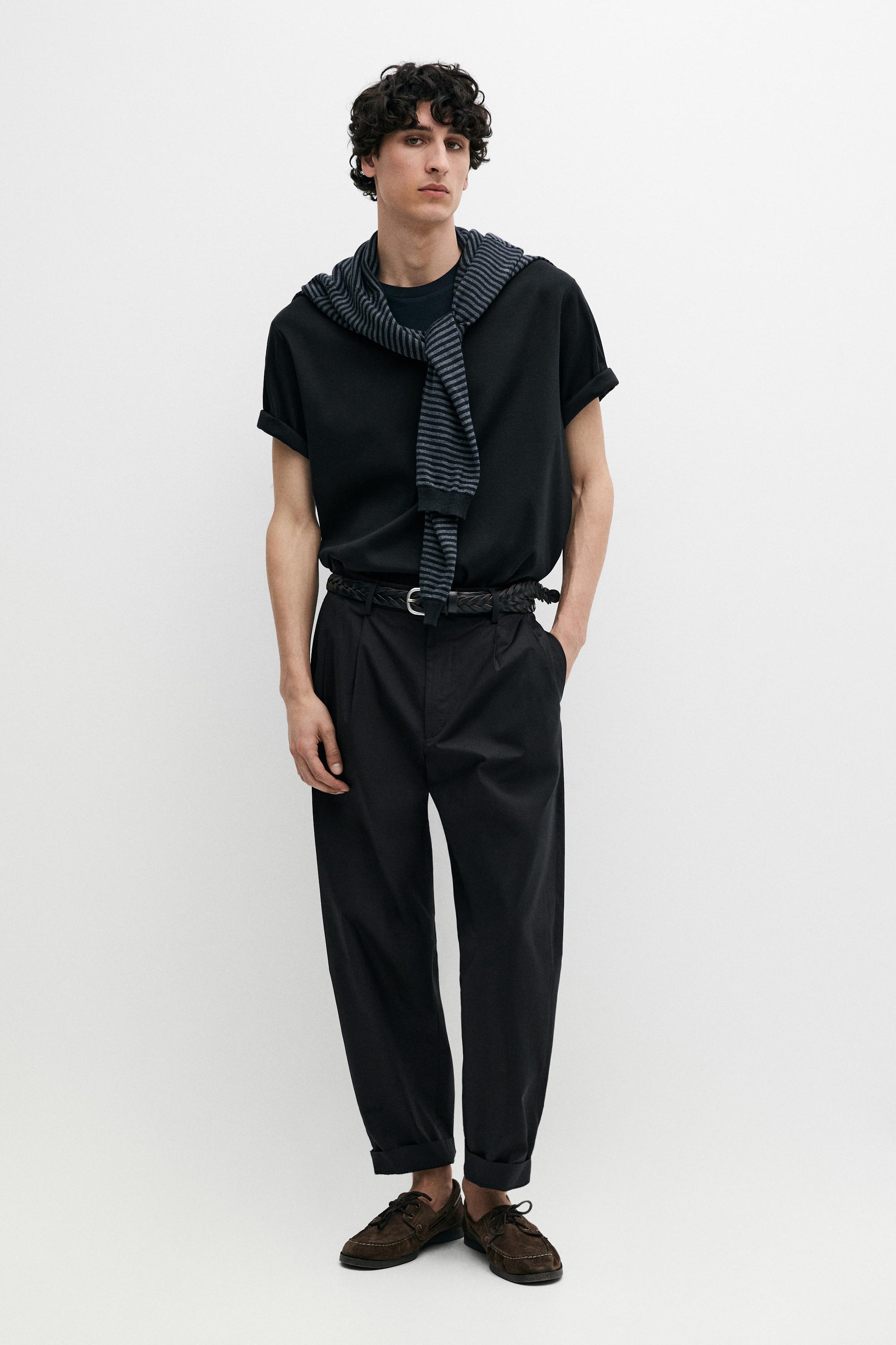 100% mercerised cotton T-shirt — BLACK