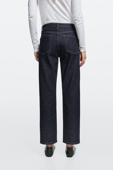 High-waist cropped straight-leg jeans — DARK BLUE 8
