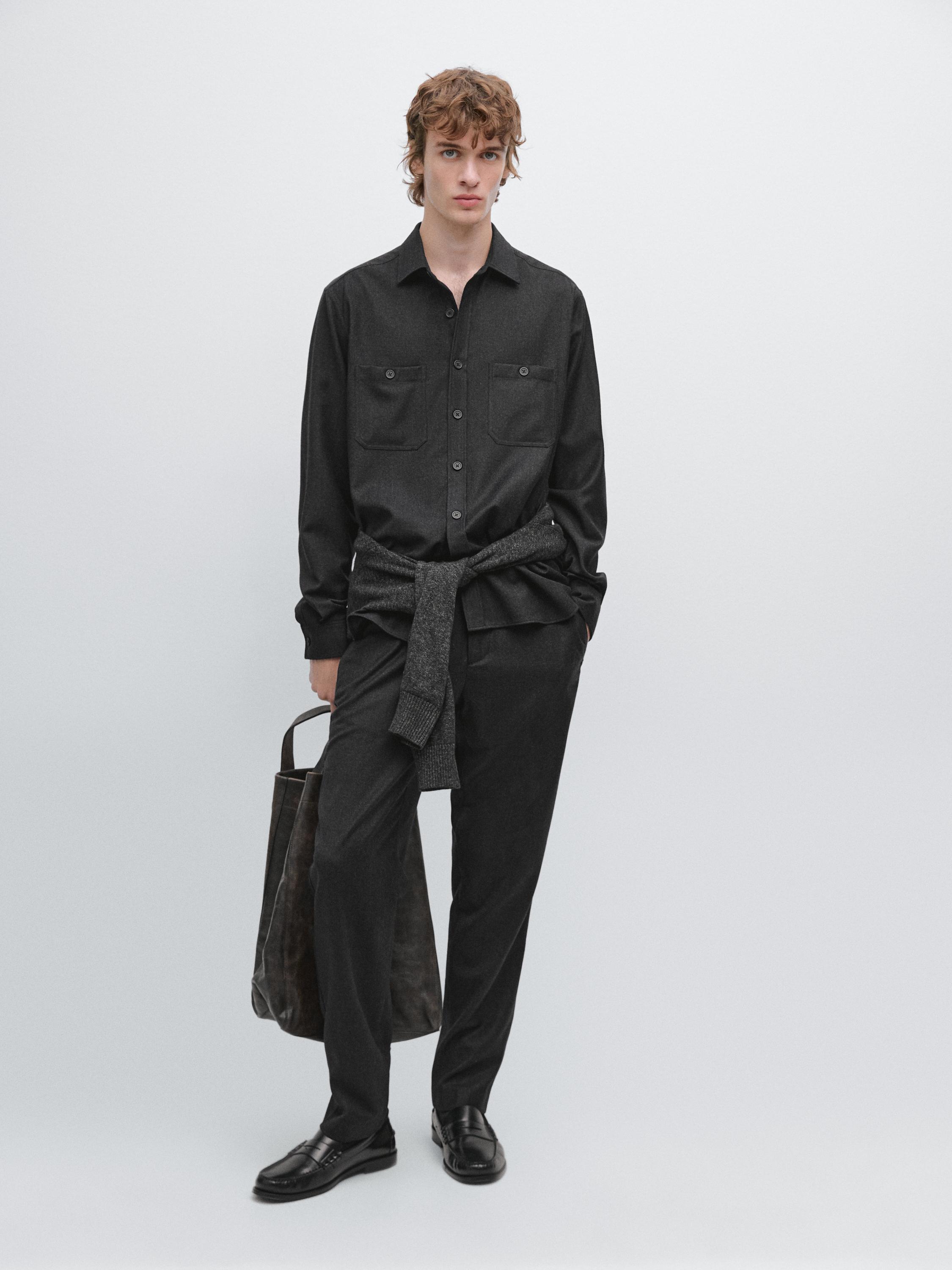 100% wool flannel overshirt