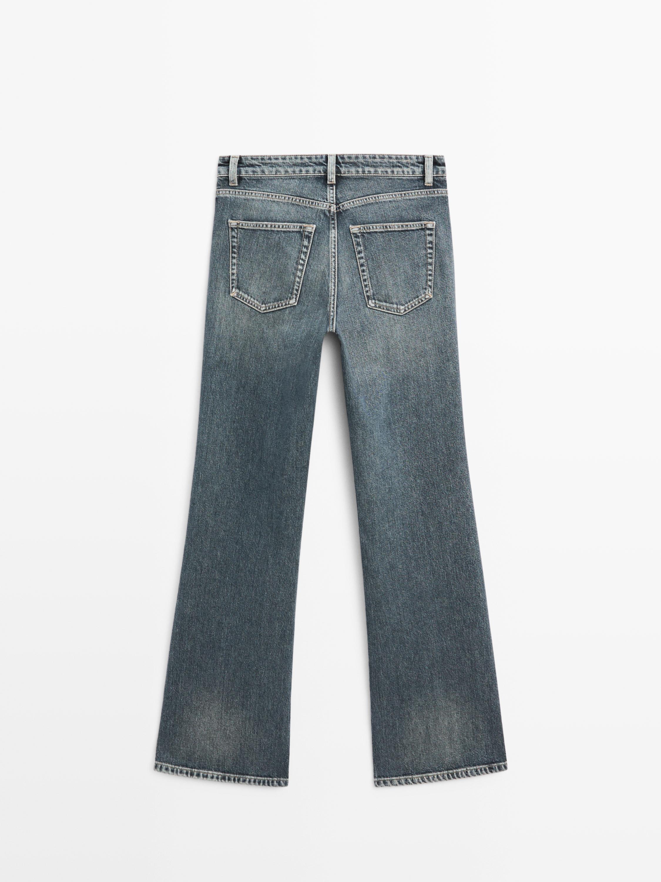 Mid-rise straight-leg flare fit jeans — MEDIUM BLUE