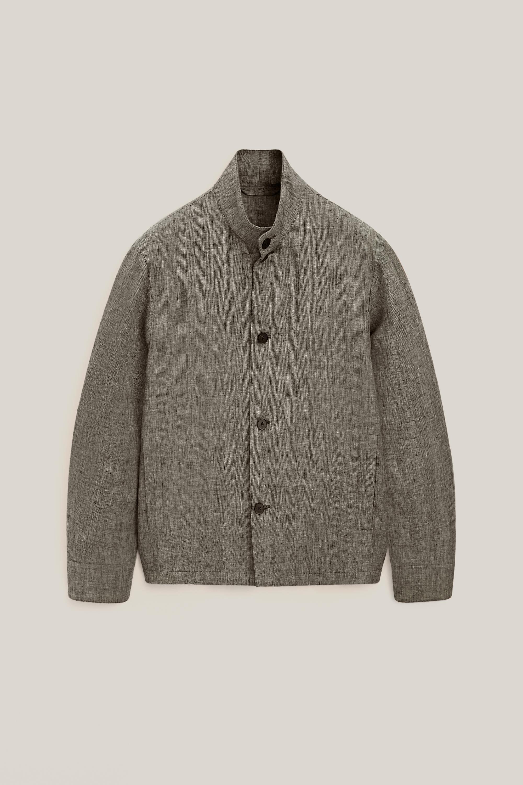 Linen bomber jacket with herringbone detail - LIMITED EDITION — Washed