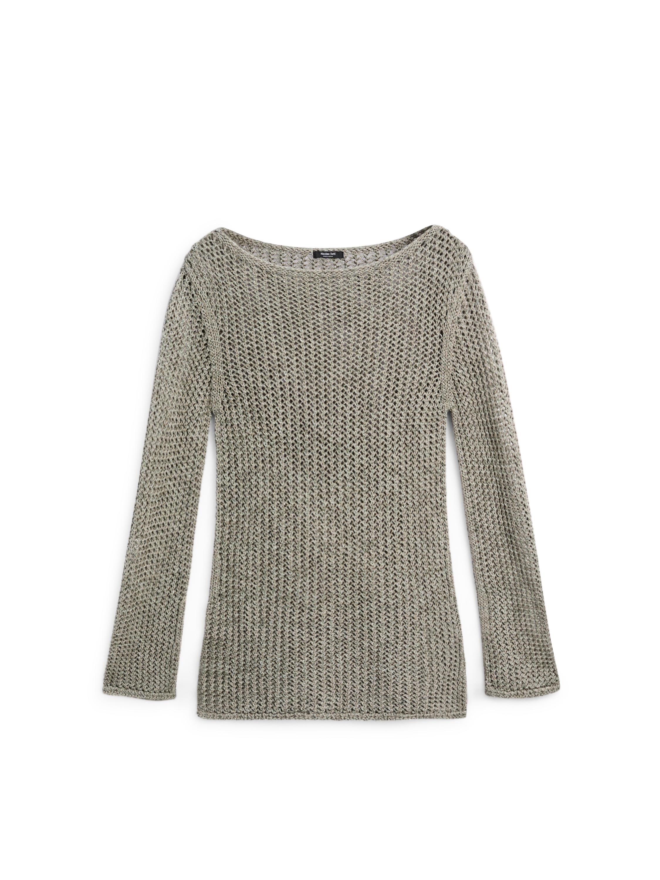 Cotton blend cutwork sweater — Greyish green