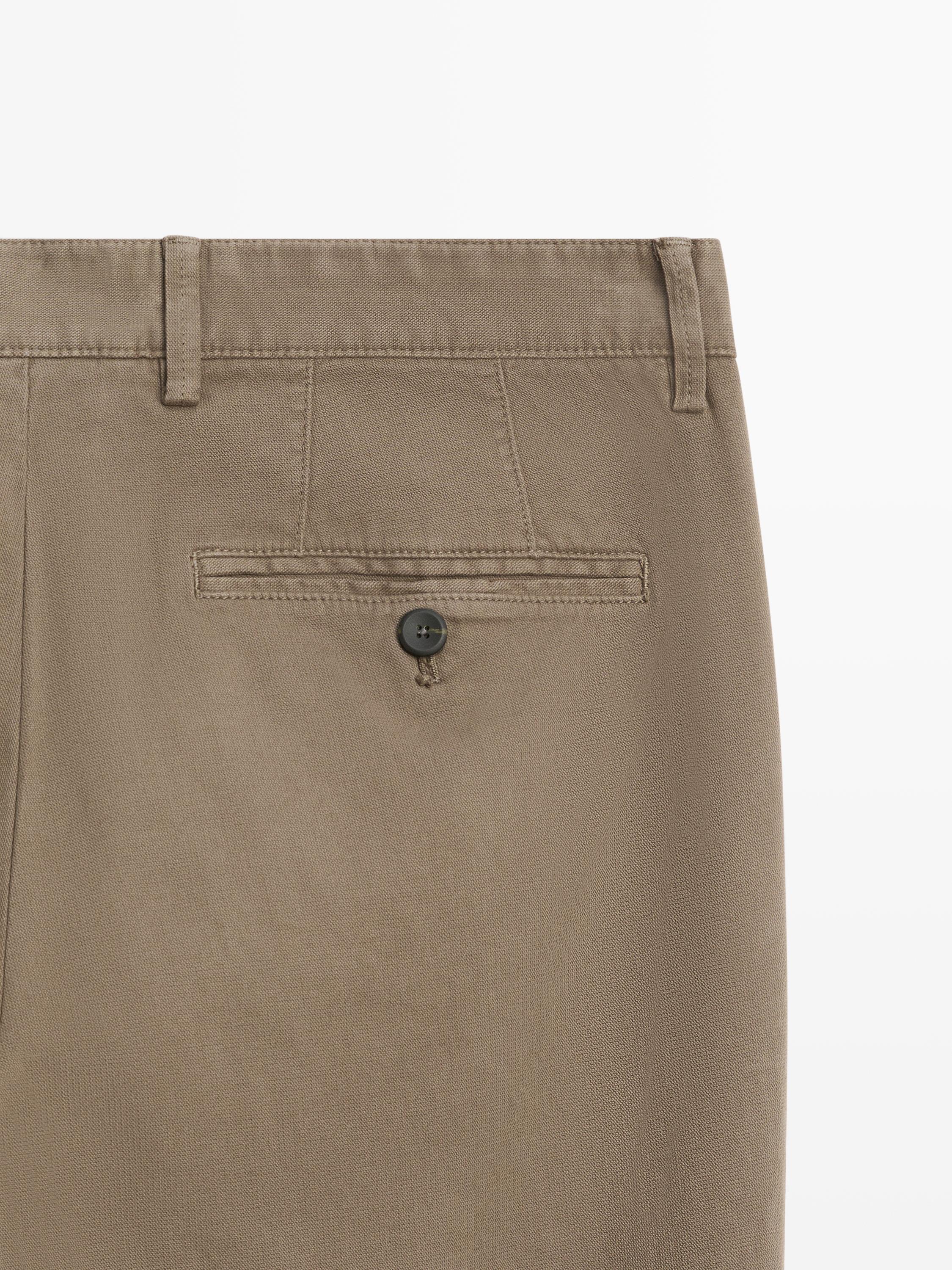 Slim-fit micro-textured trousers — GREEN