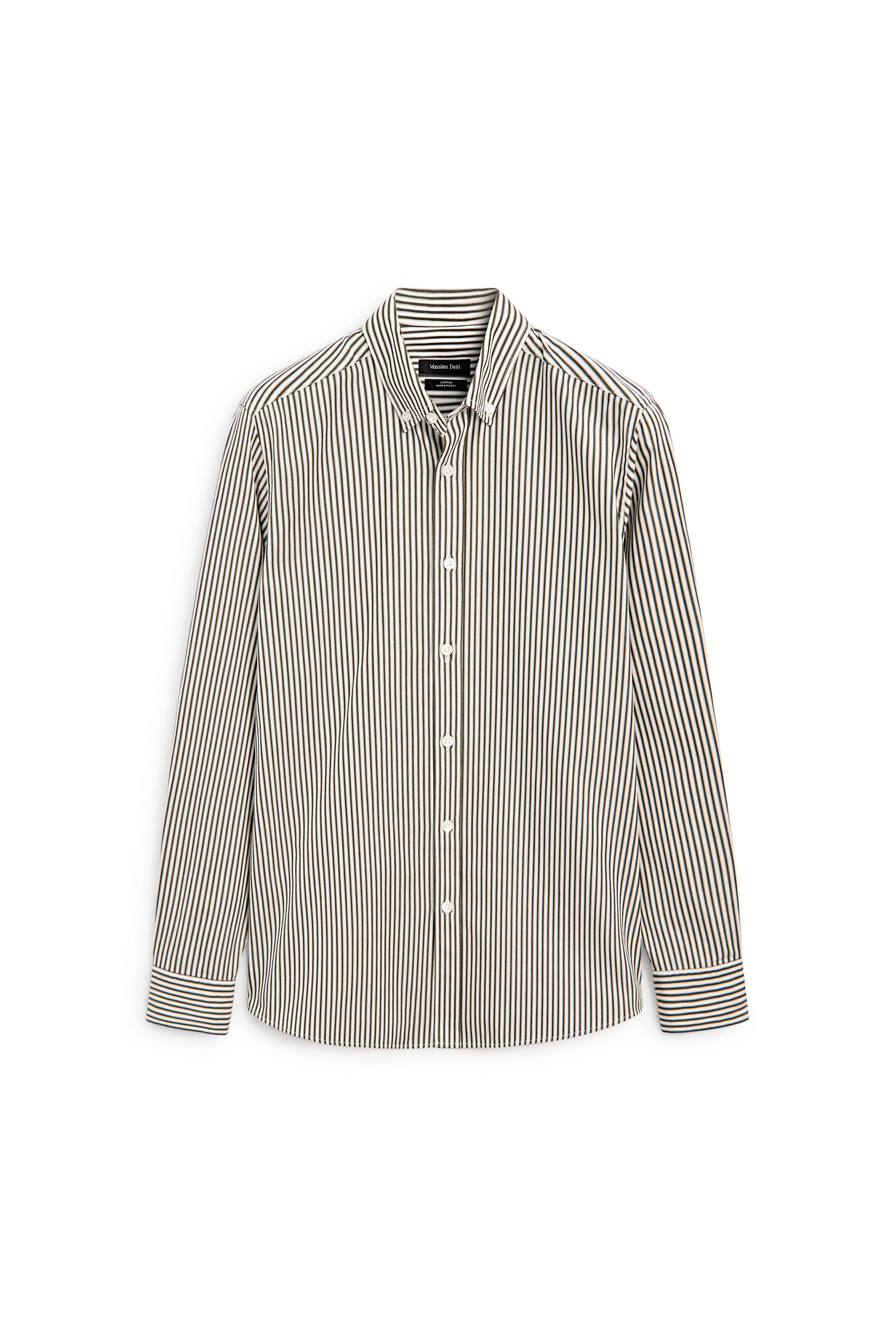 Regular fit striped poplin shirt — GREEN