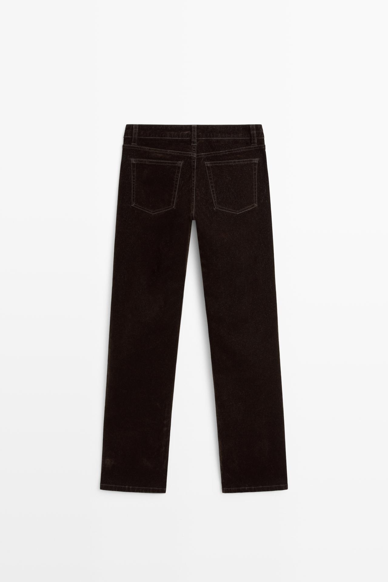 Low-rise straight-leg jeans with flocking finish — MOLE BROWN