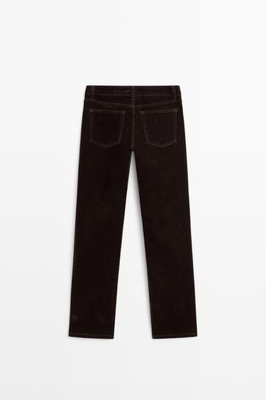 Low-rise straight-leg jeans with flocking finish — MOLE BROWN 6