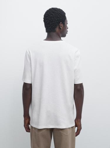 Short sleeve linen and cotton T-shirt — Off white 5