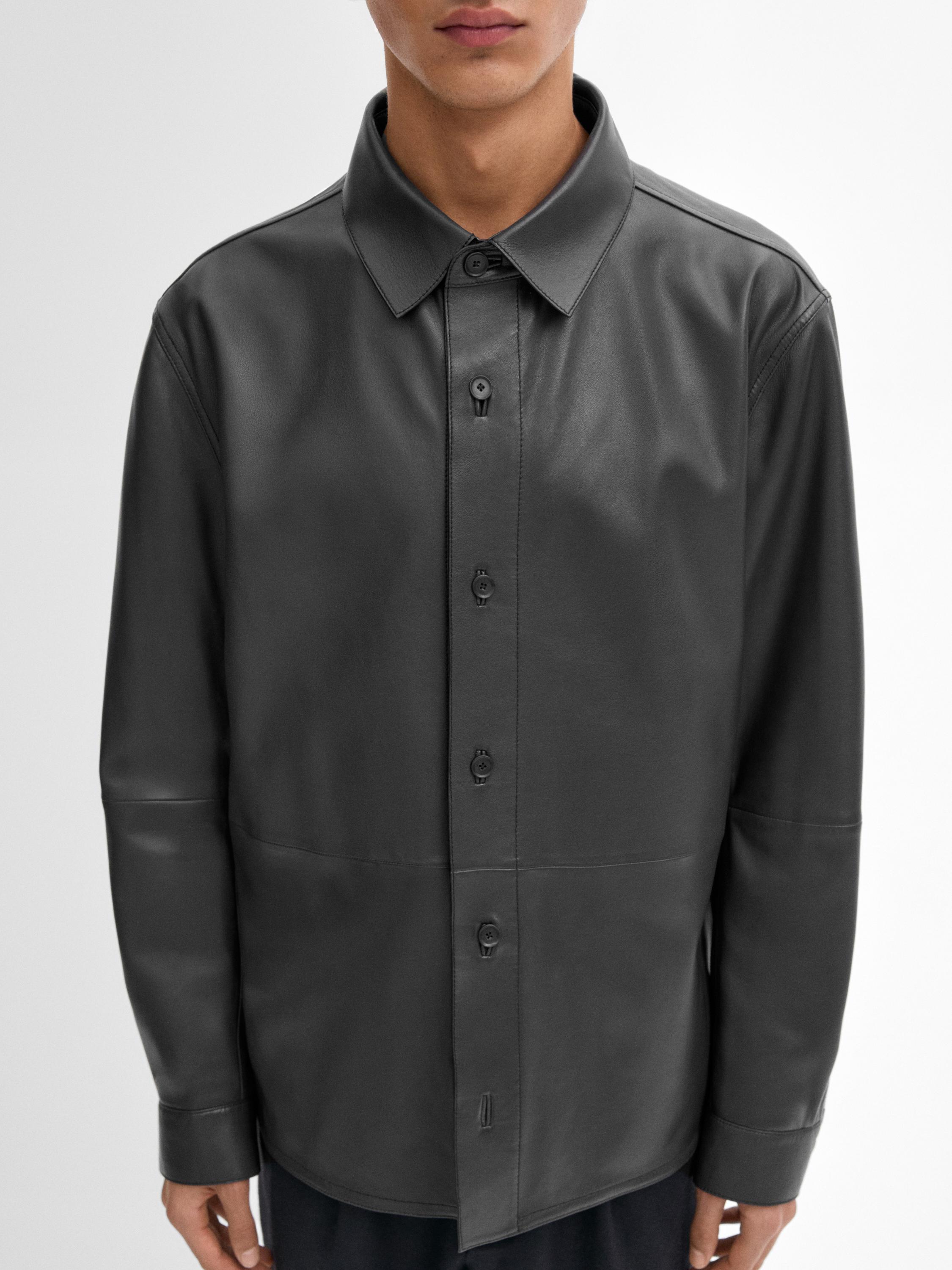 Nappa leather seamed shirt