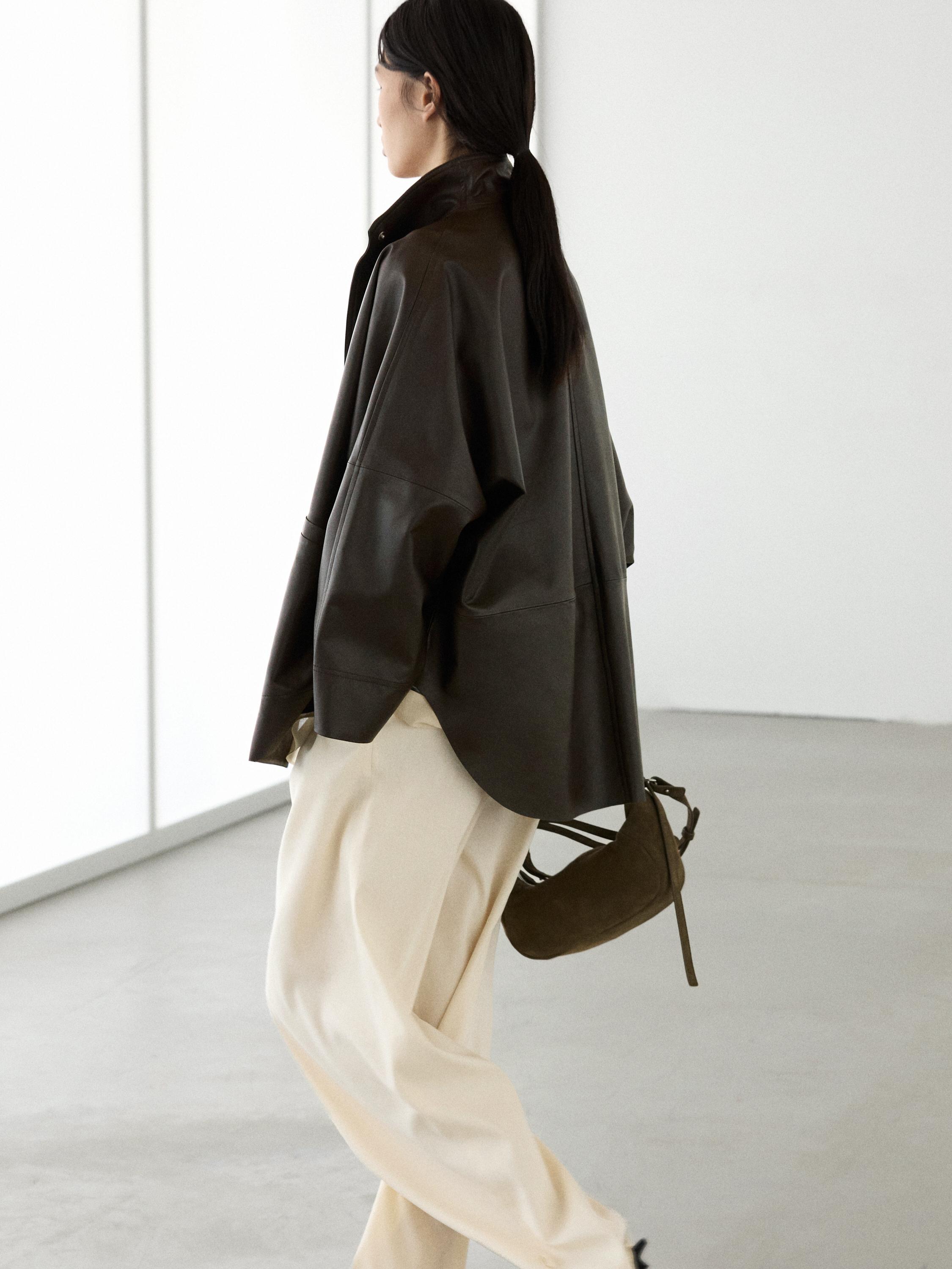 Nappa leather cape-style jacket