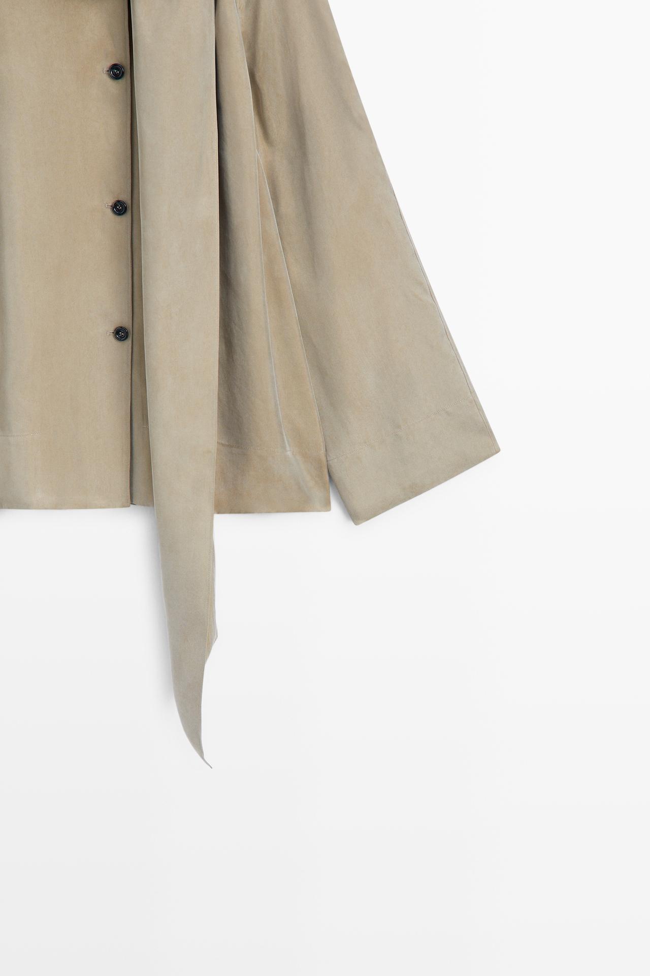 Flowing shirt with scarf detail — SAND