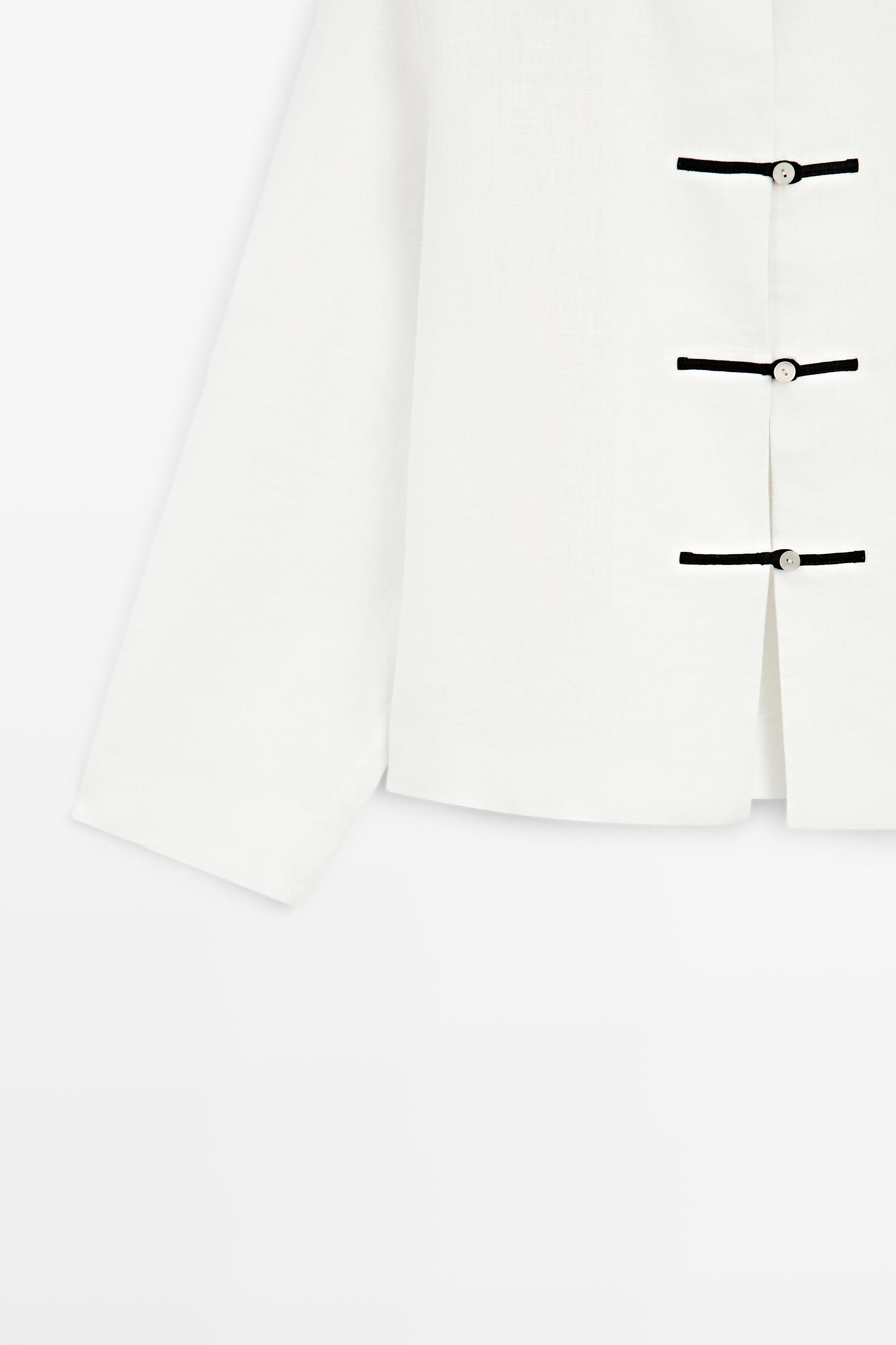 100% linen flowing shirt with button detail — Off white