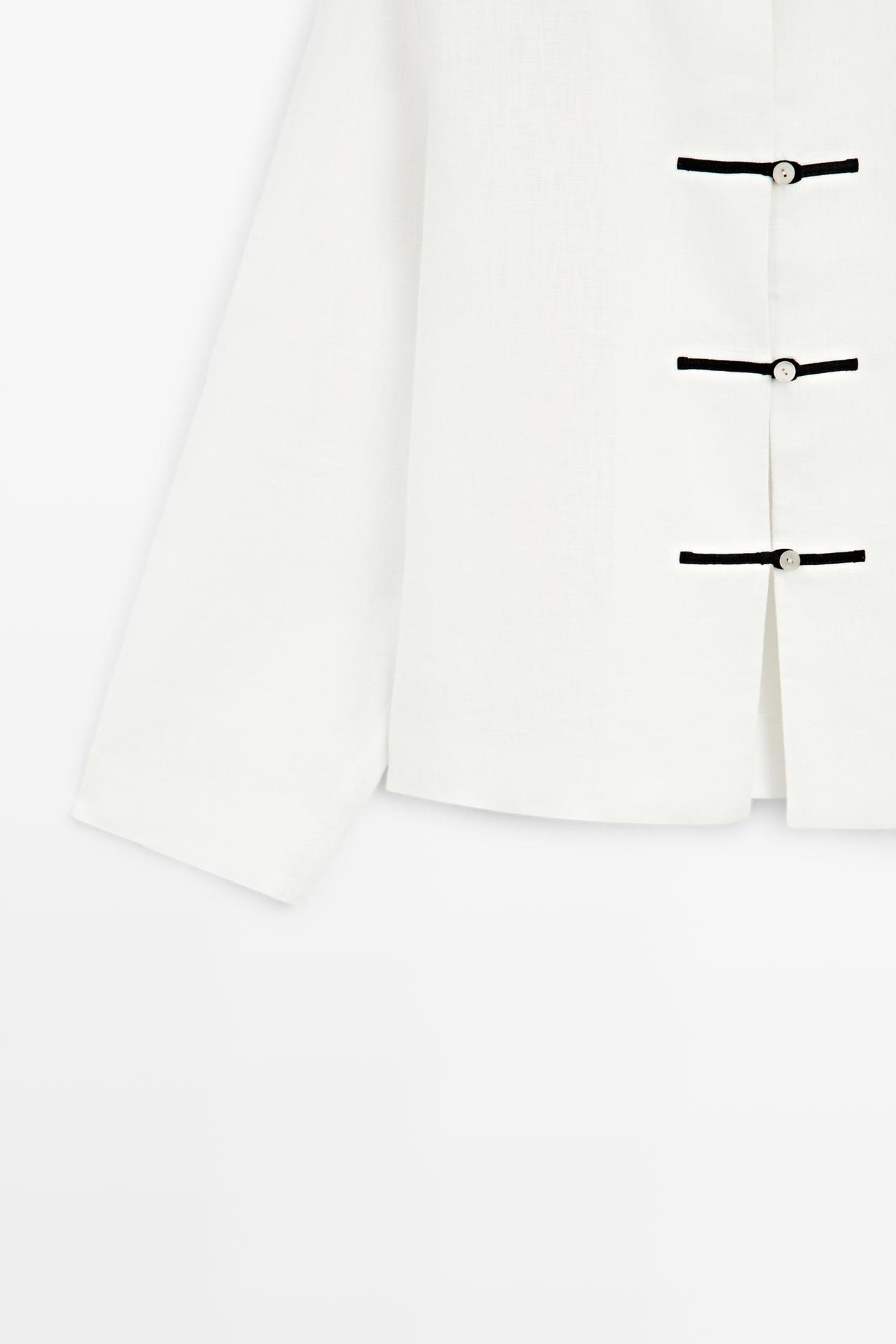 100% linen flowing shirt with button detail — Off white