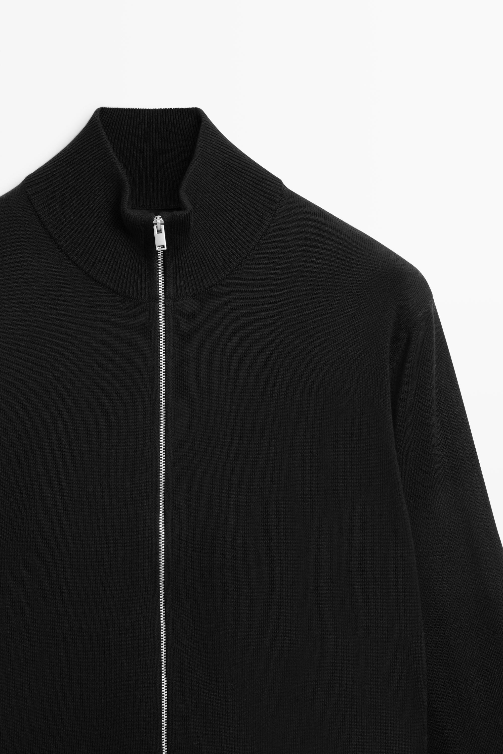 100% cotton knit cardigan — BLACK