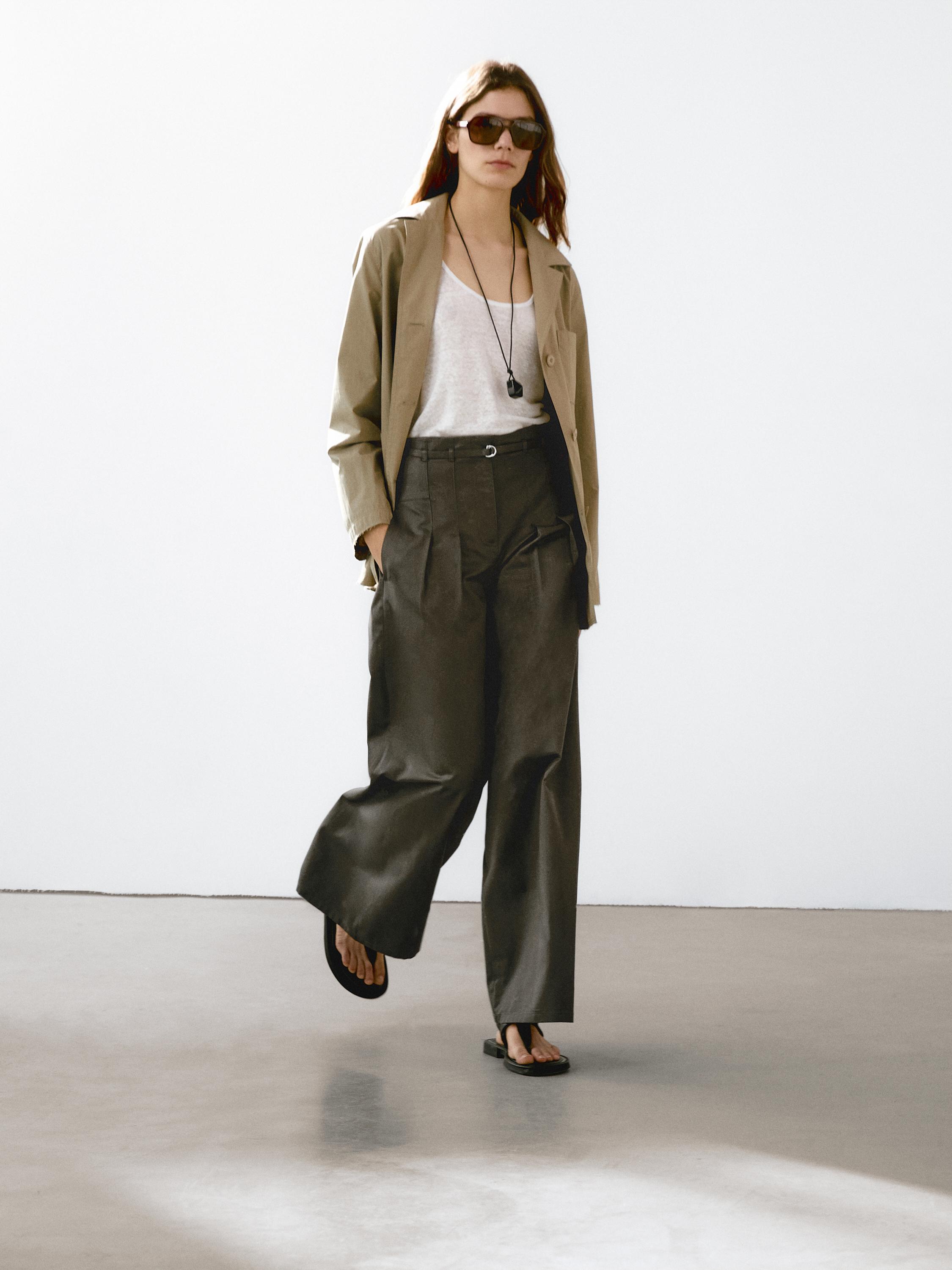 Cotton blend palazzo trousers