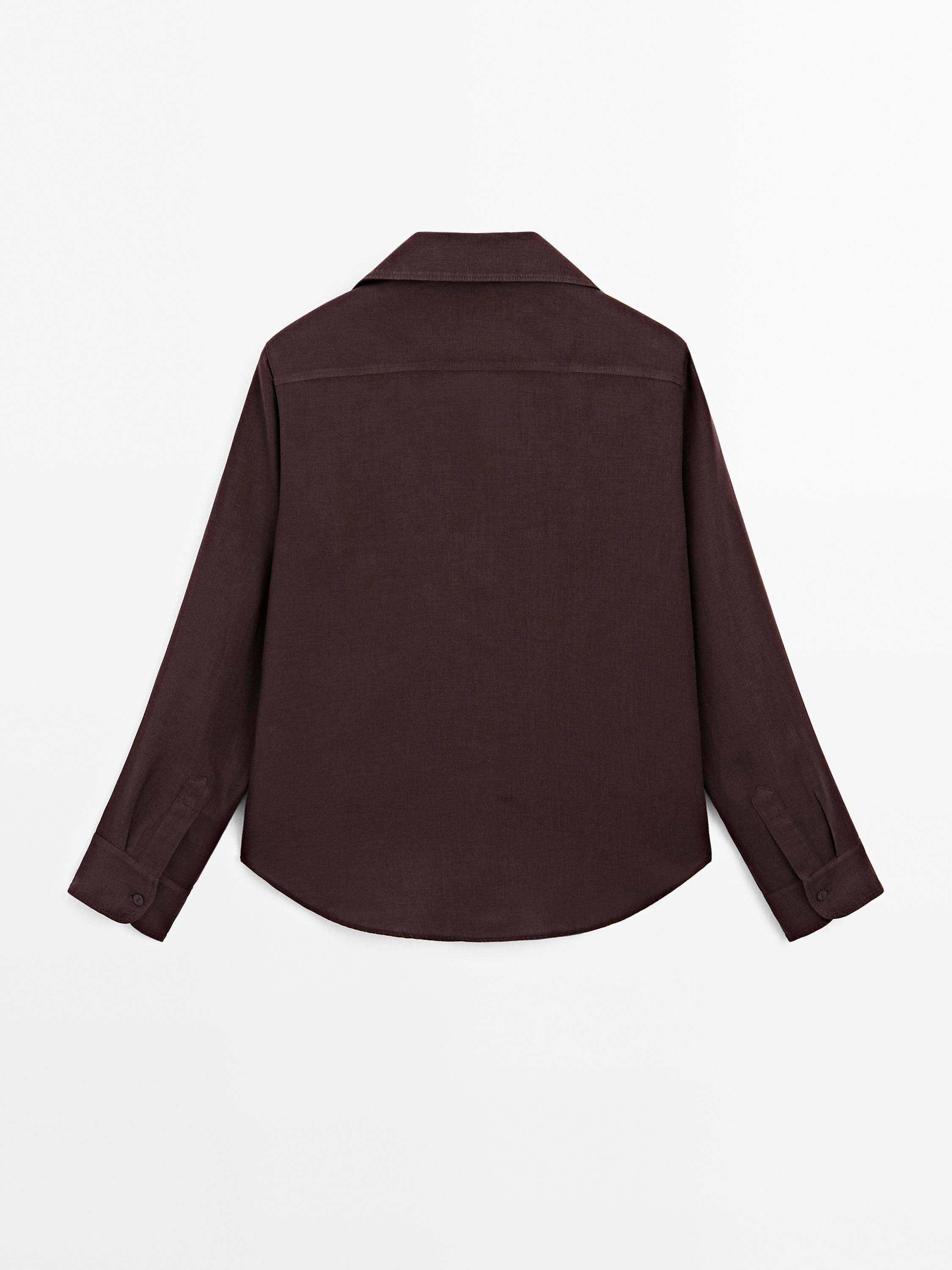 Camisa cuello abierto 100% lino