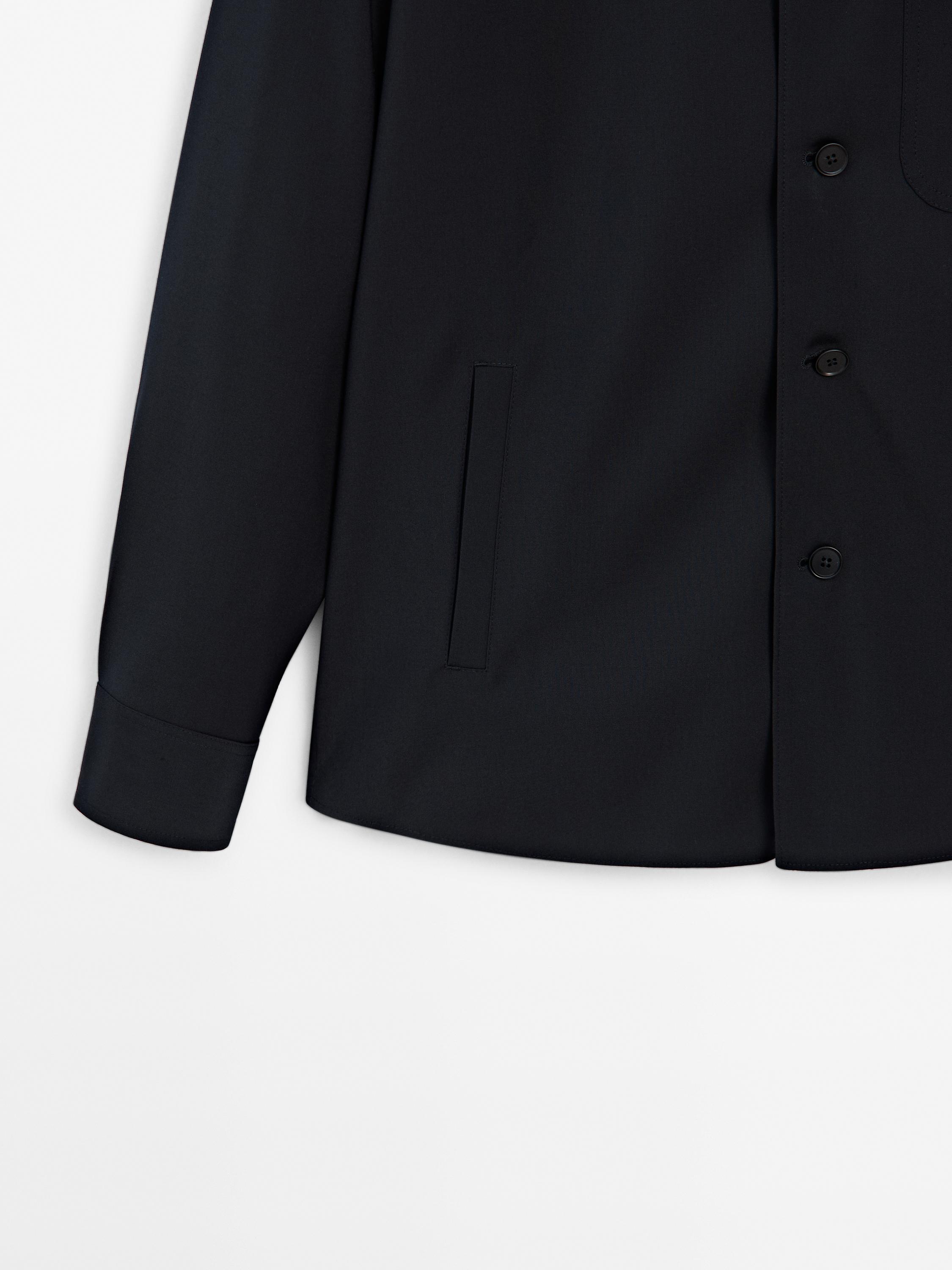 Wool blend overshirt with pocket