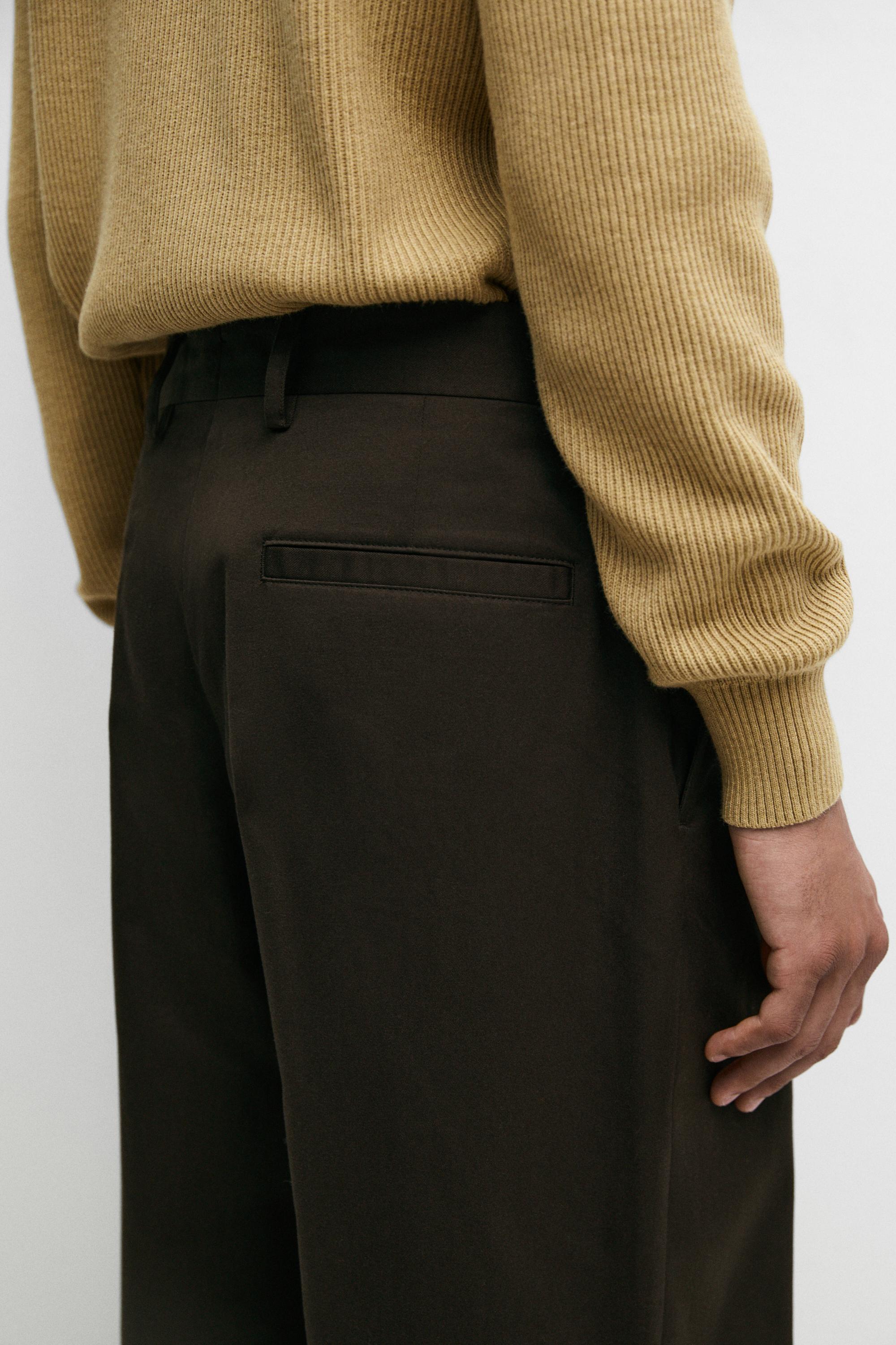 100% cotton wide-leg pants — BROWN