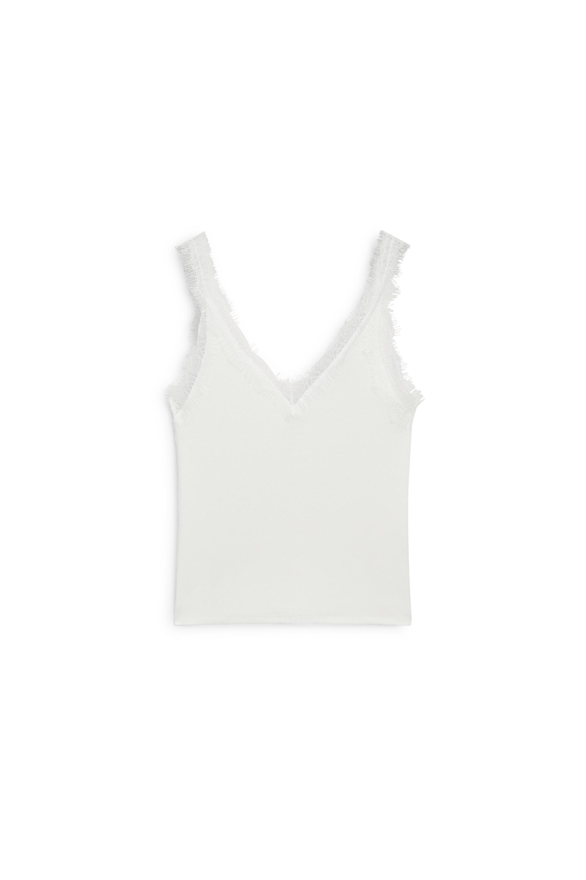 Strappy lace-trim top — Off white