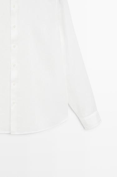 100% linen regular fit stand collar shirt — WHITE 7