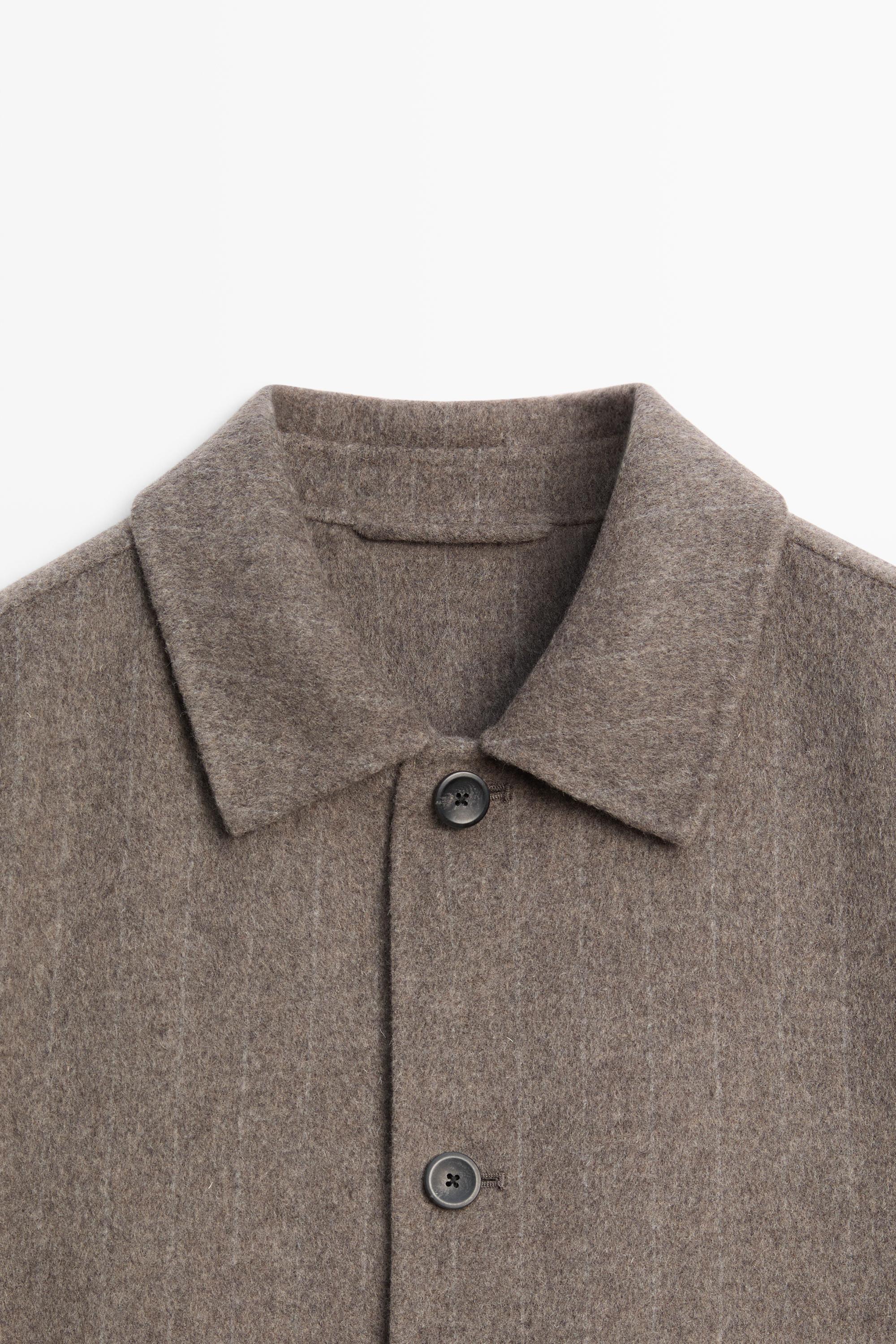 Striped double wool blend jacket — MINK