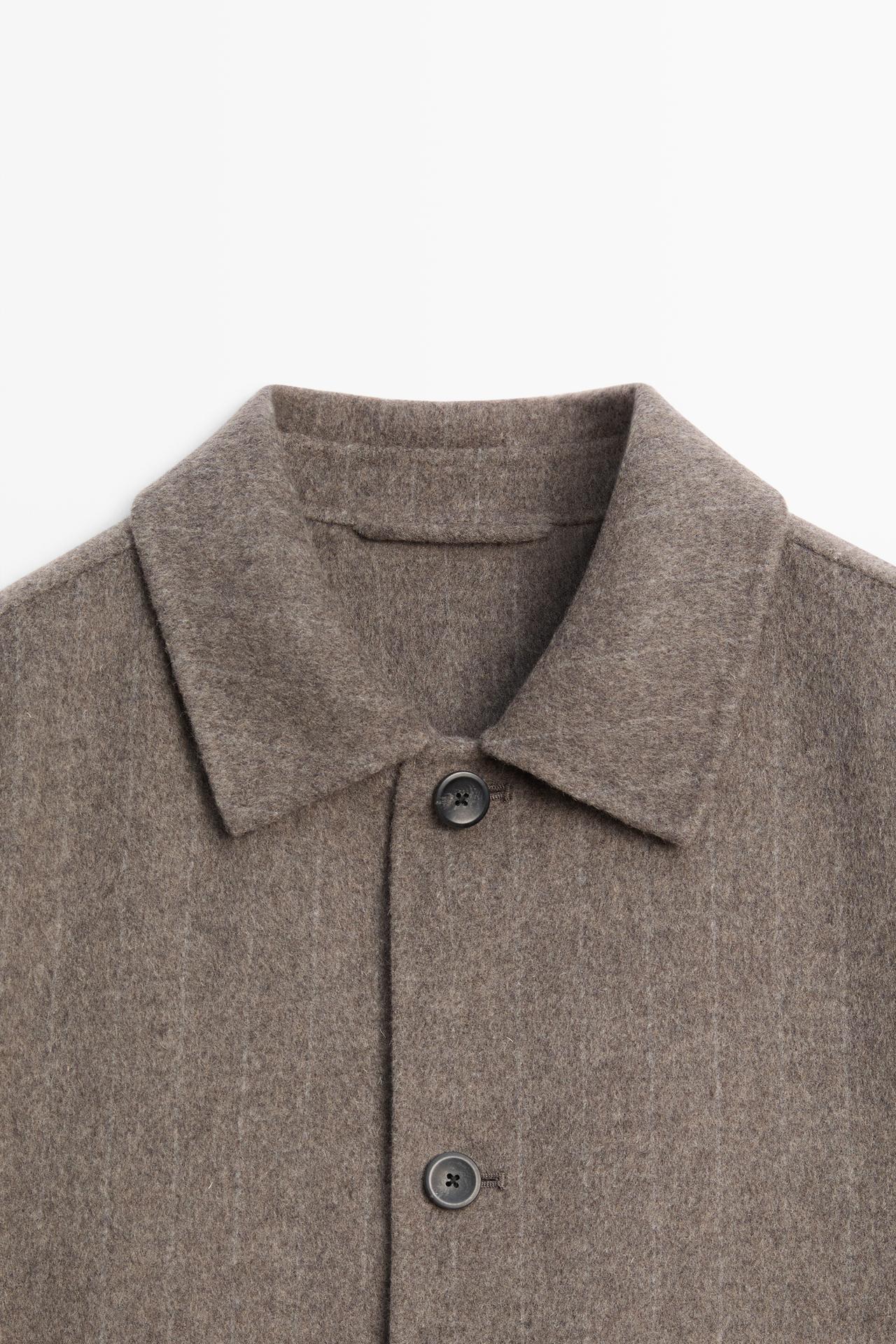 Striped double wool blend jacket — MINK