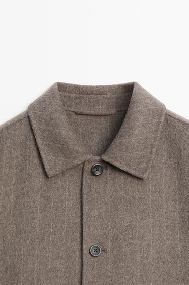 Striped double wool blend jacket — MINK 9