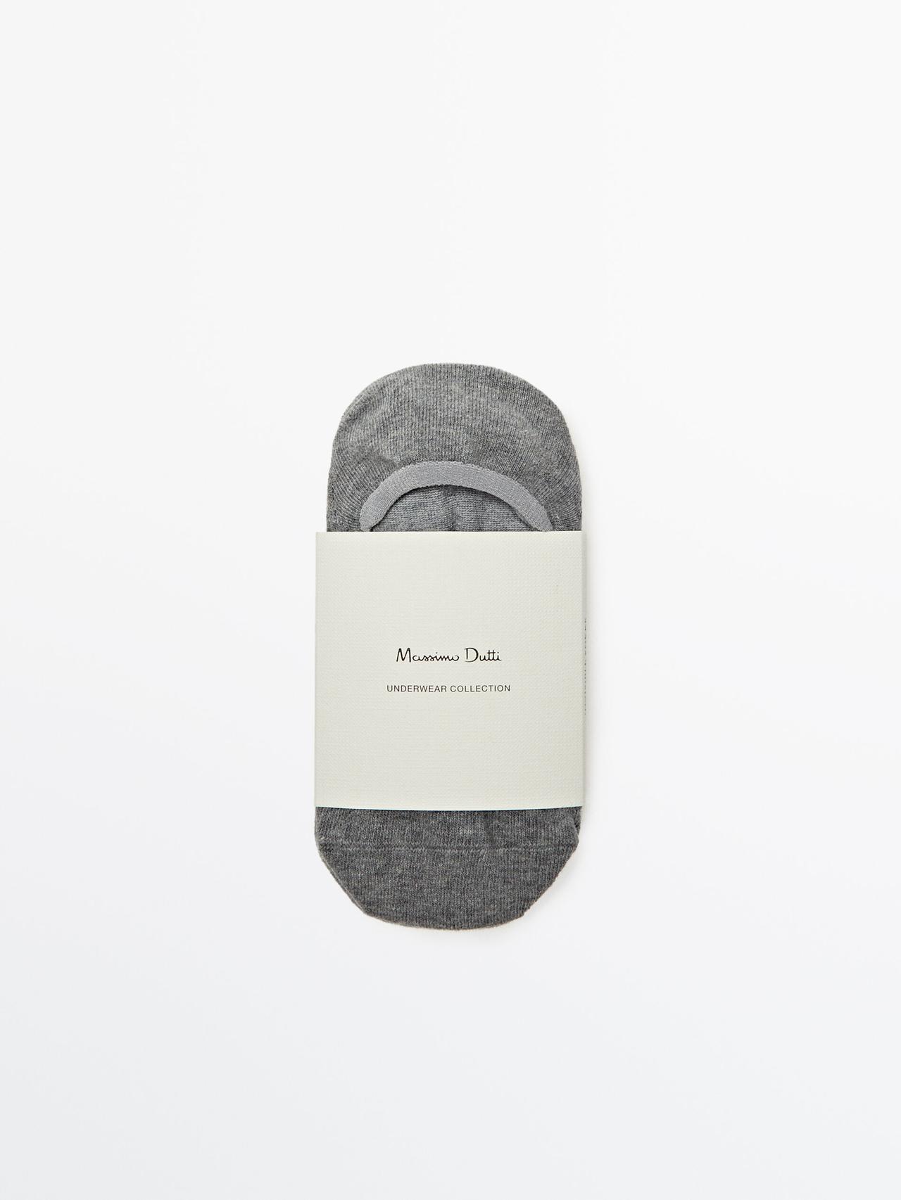 Massimo Dutti - Herre - Pakke Med 3 Par Sokletter I Bomuldsblanding - Kulgrå - M