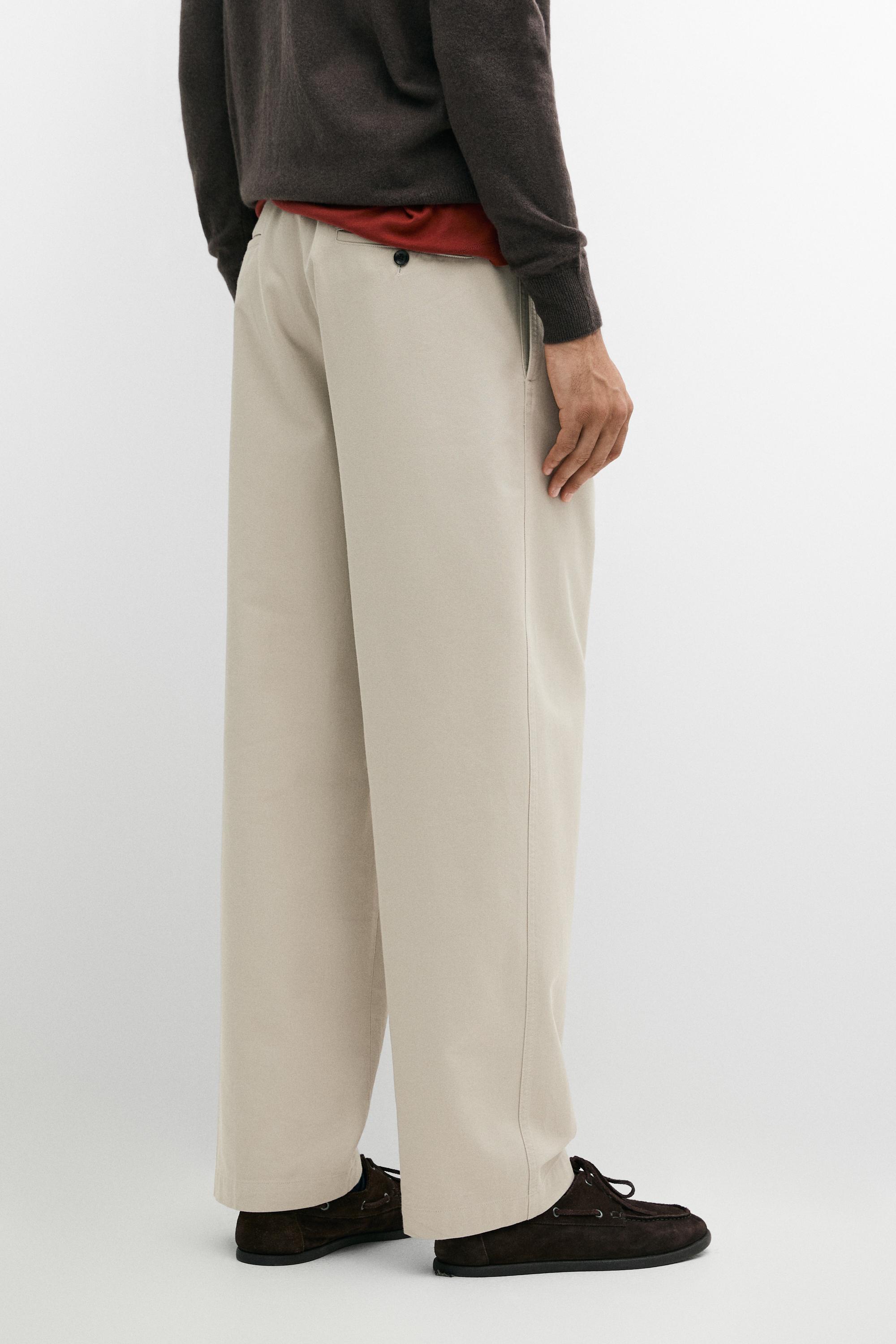 Pleated barrel fit pants — BEIGE