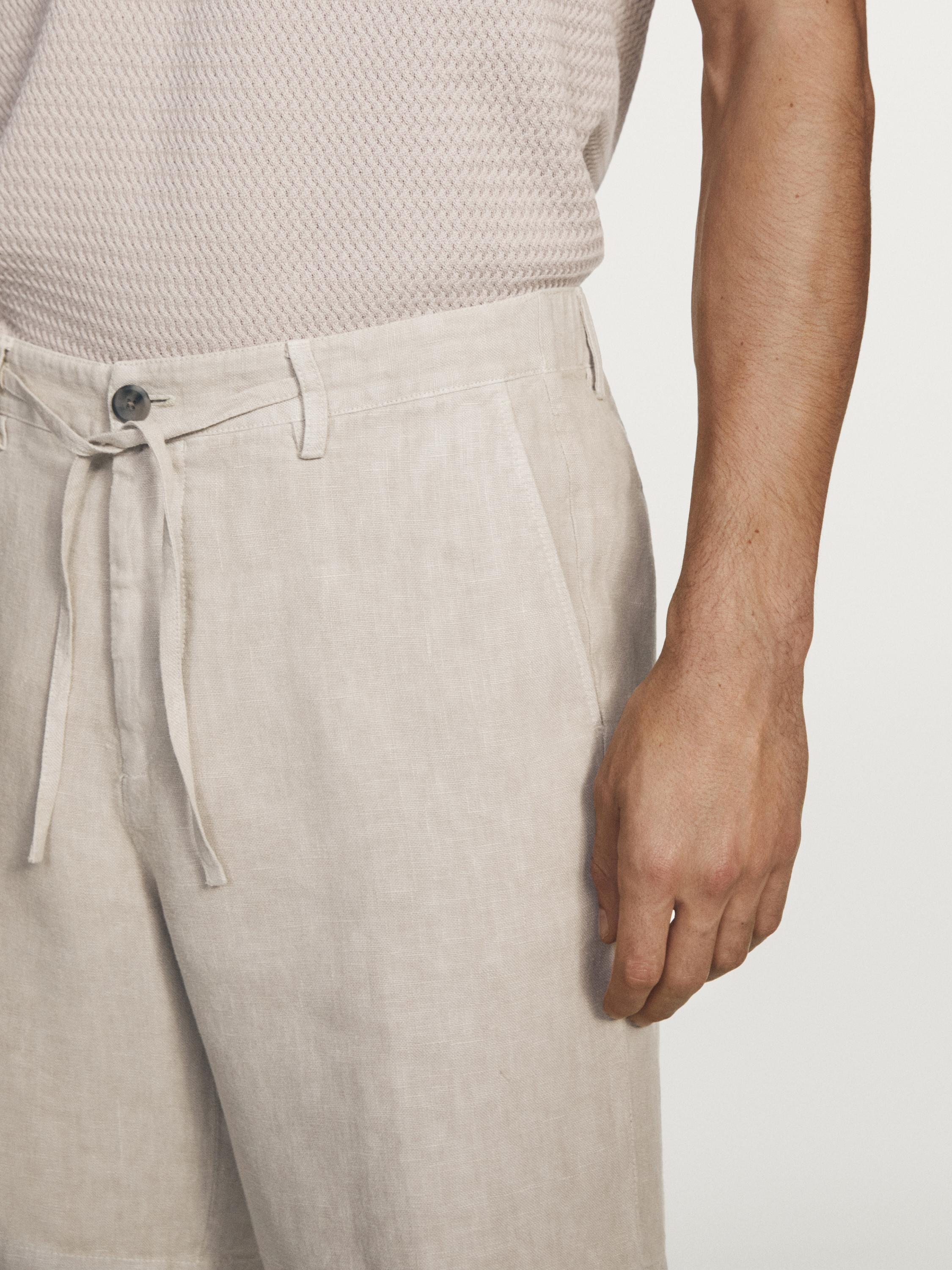 100% linen Bermuda shorts — MINK
