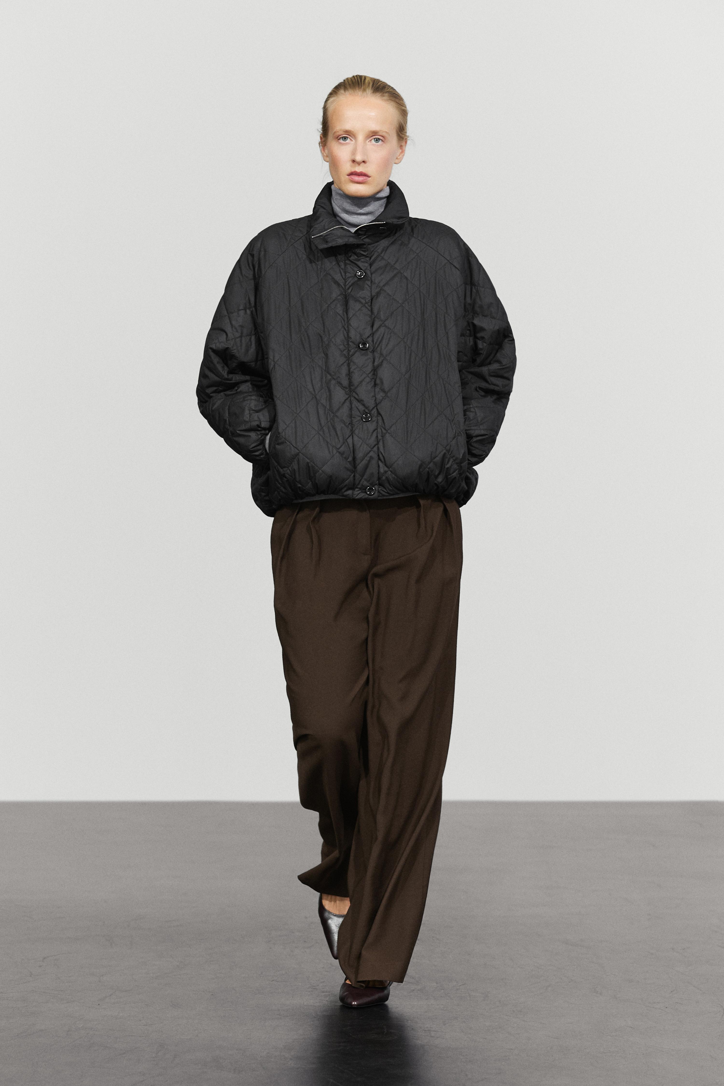 High neck quilted bomber jacket