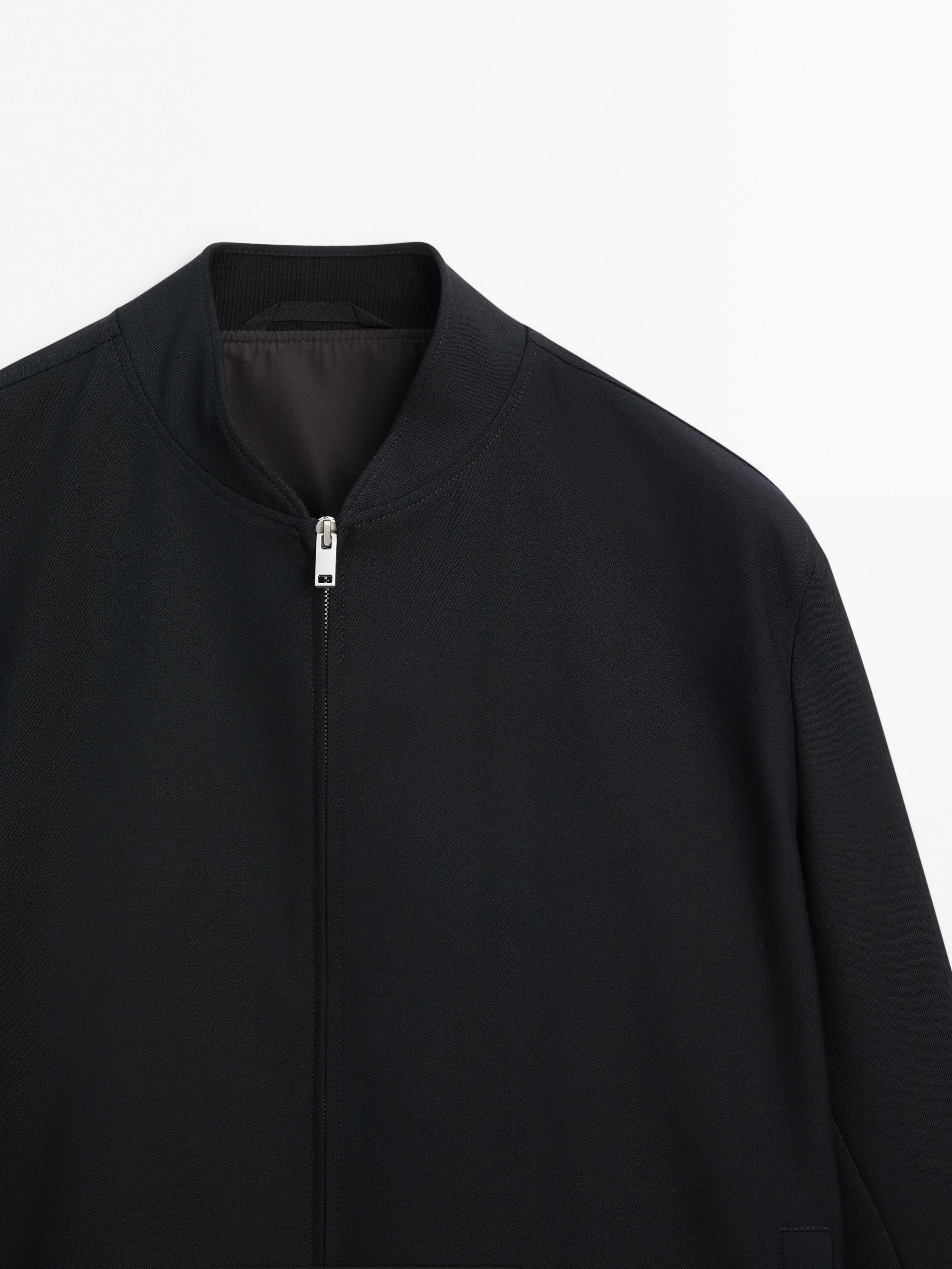 Wool blend bomber jacket