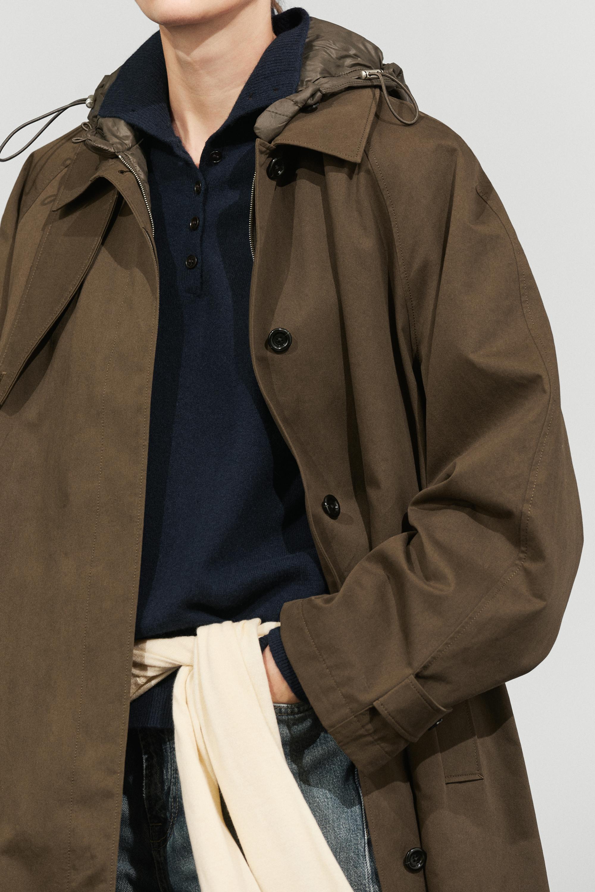 Removable Hood Trench Coat — KHAKI